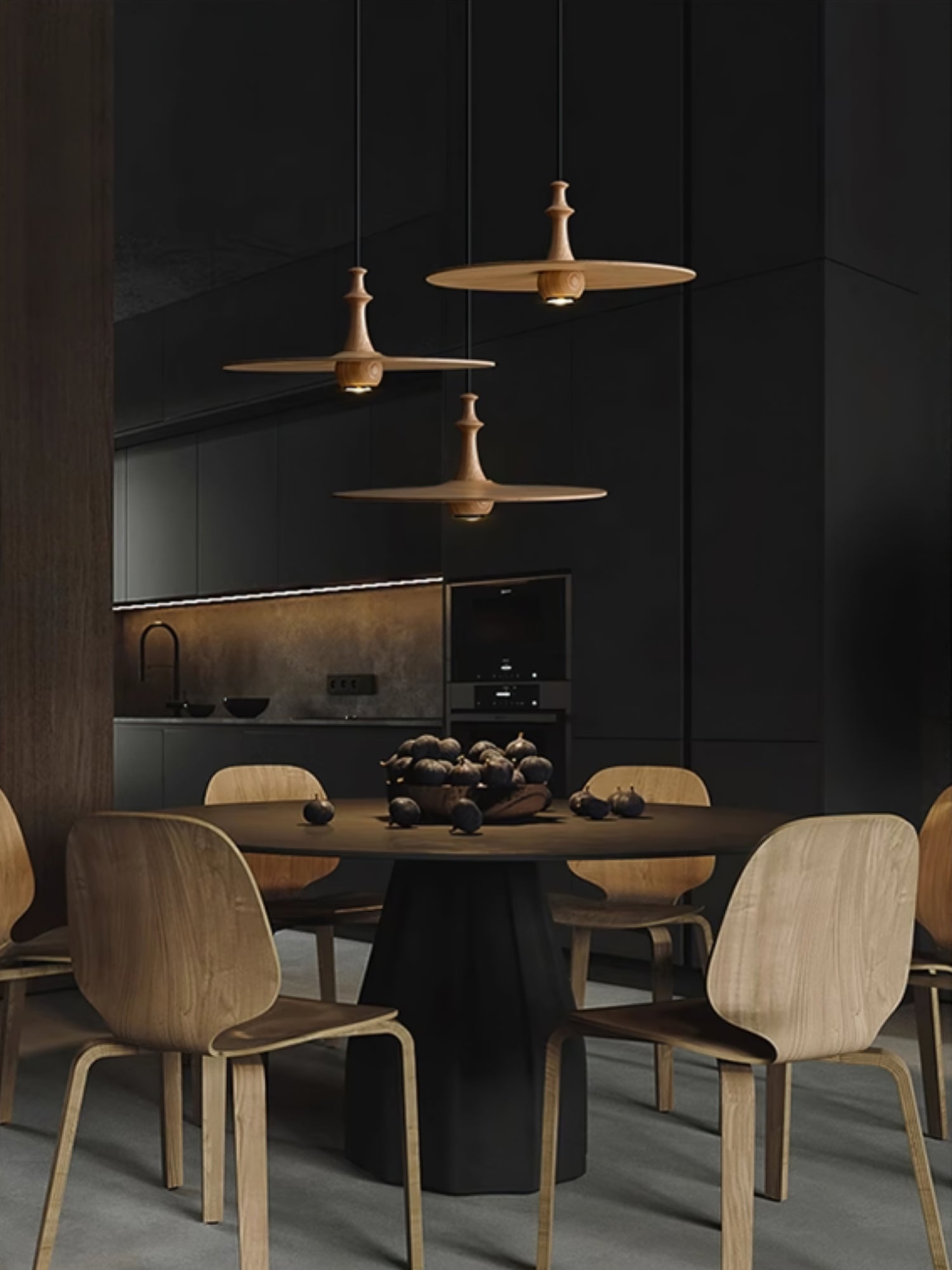 Syrinyra Sculptural Wood Disc Pendant Light - Blowlighting