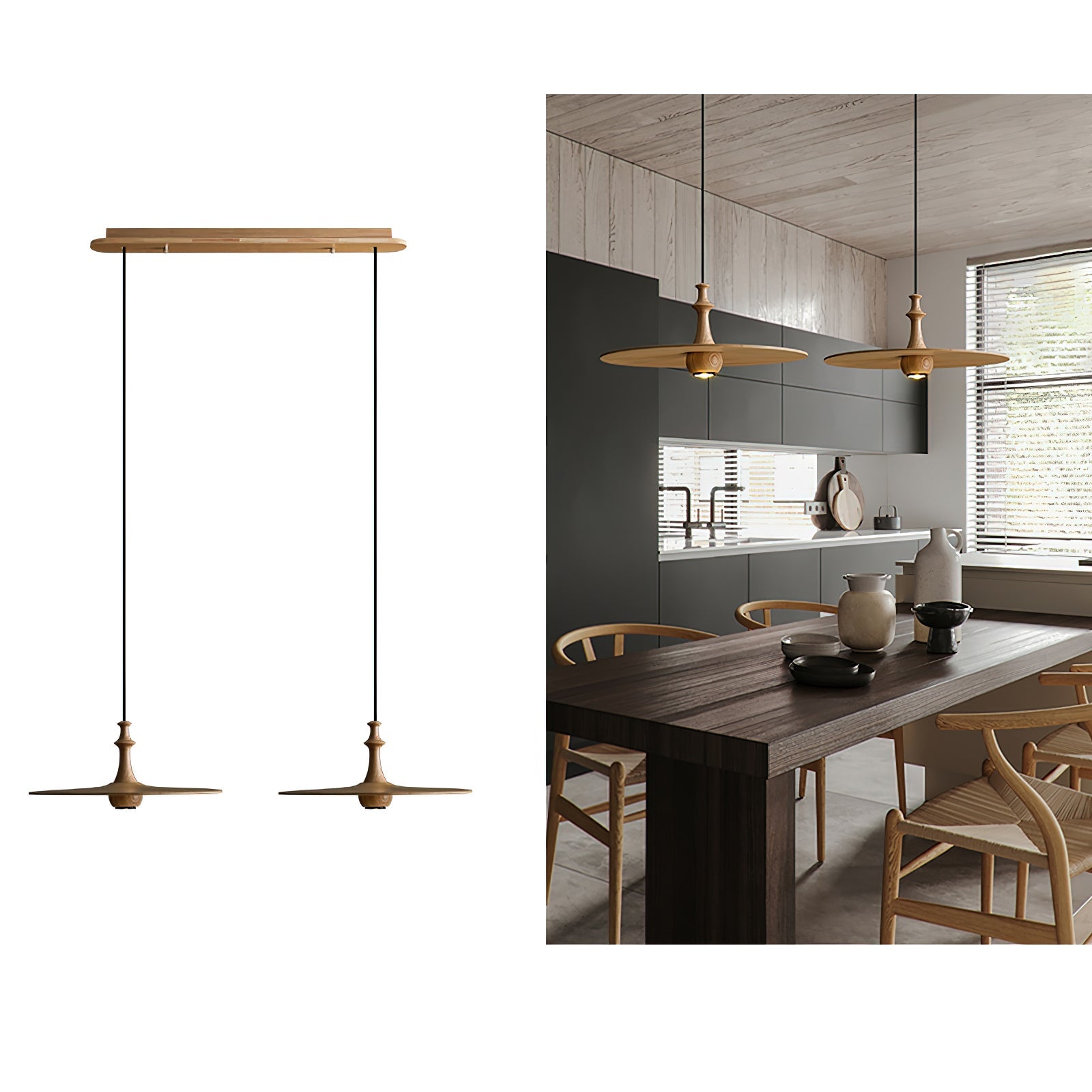 Syrinyra Sculptural Wood Disc Pendant Light - Blowlighting