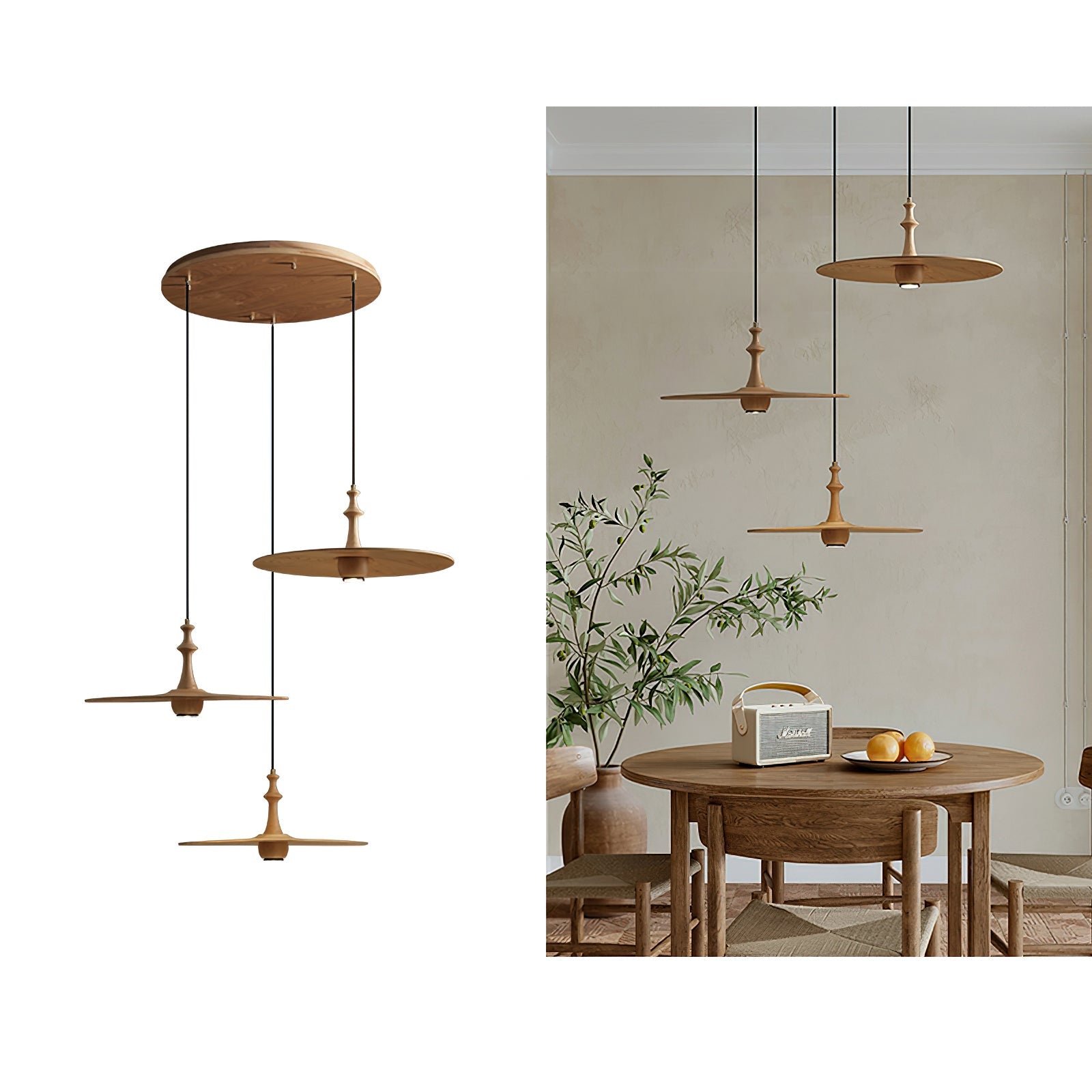 Syrinyra Sculptural Wood Disc Pendant Light - Blowlighting