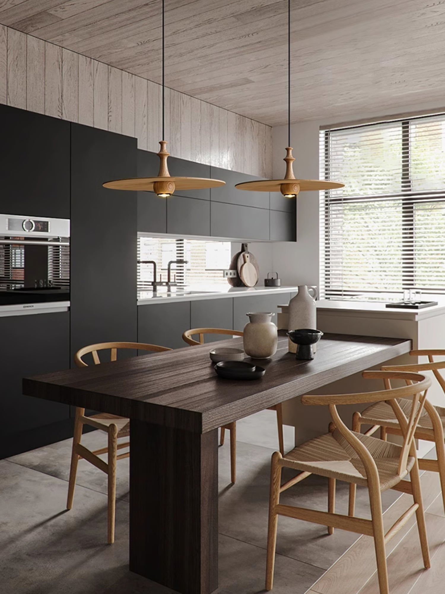 Syrinyra Sculptural Wood Disc Pendant Light - Blowlighting