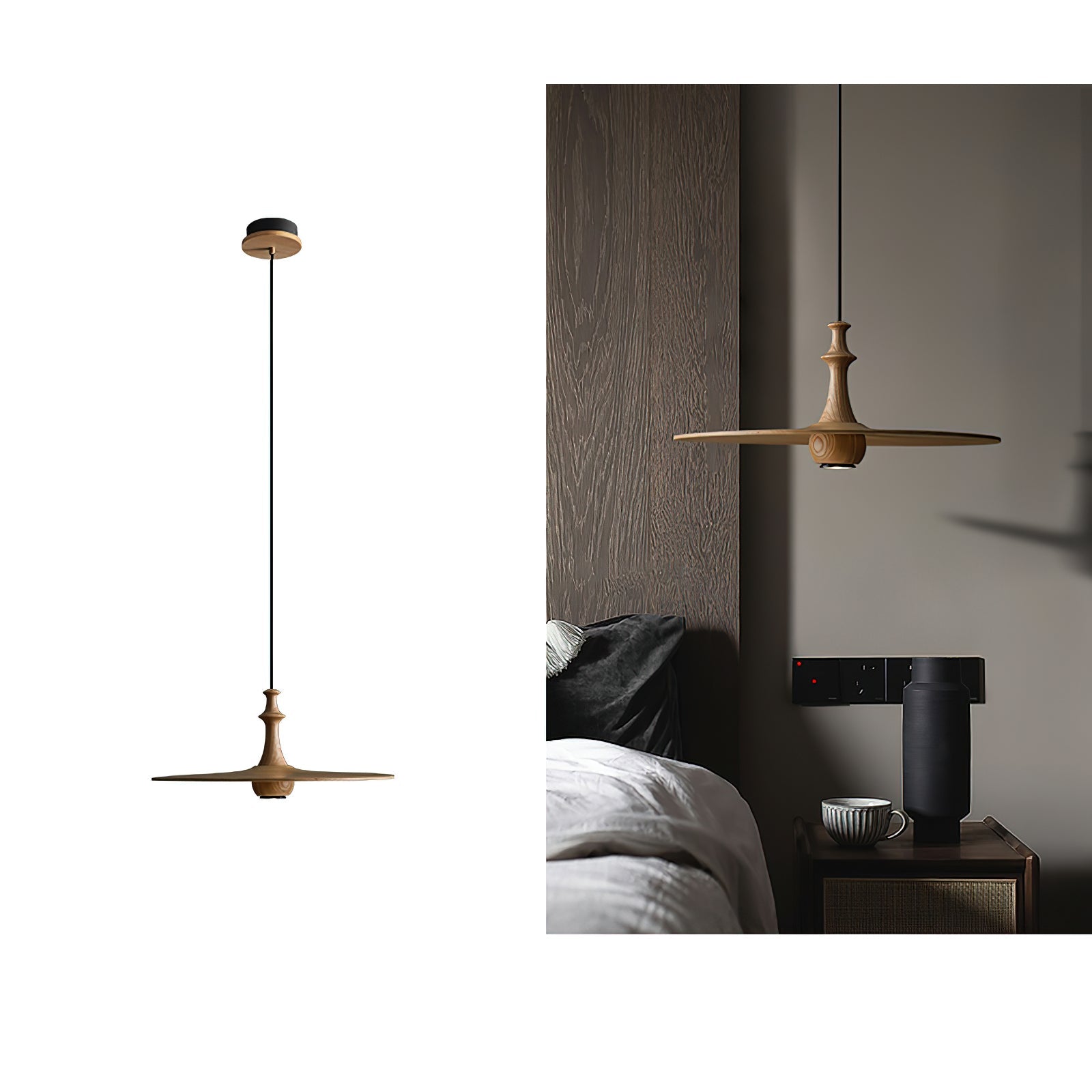Syrinyra Sculptural Wood Disc Pendant Light - Blowlighting