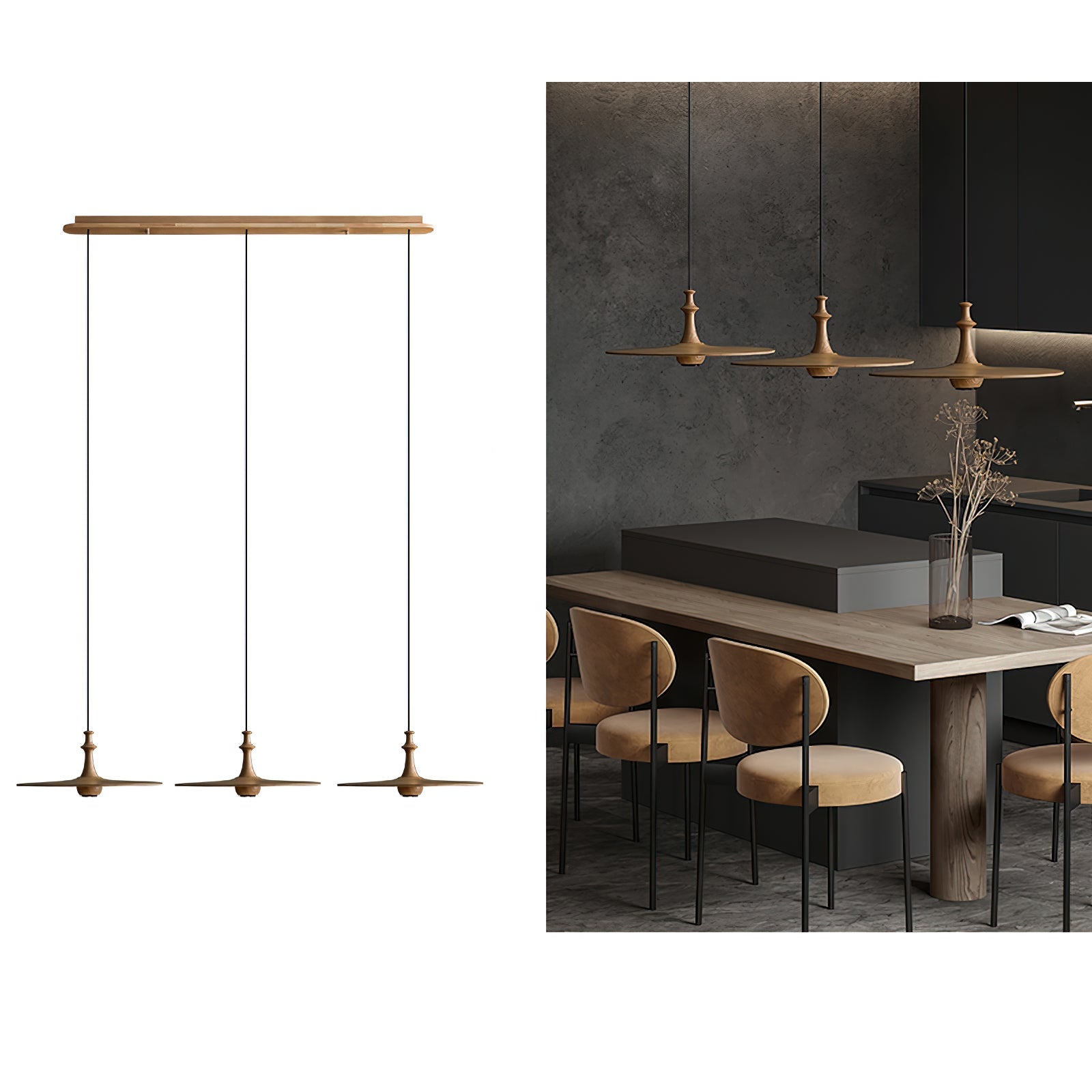 Syrinyra Sculptural Wood Disc Pendant Light - Blowlighting