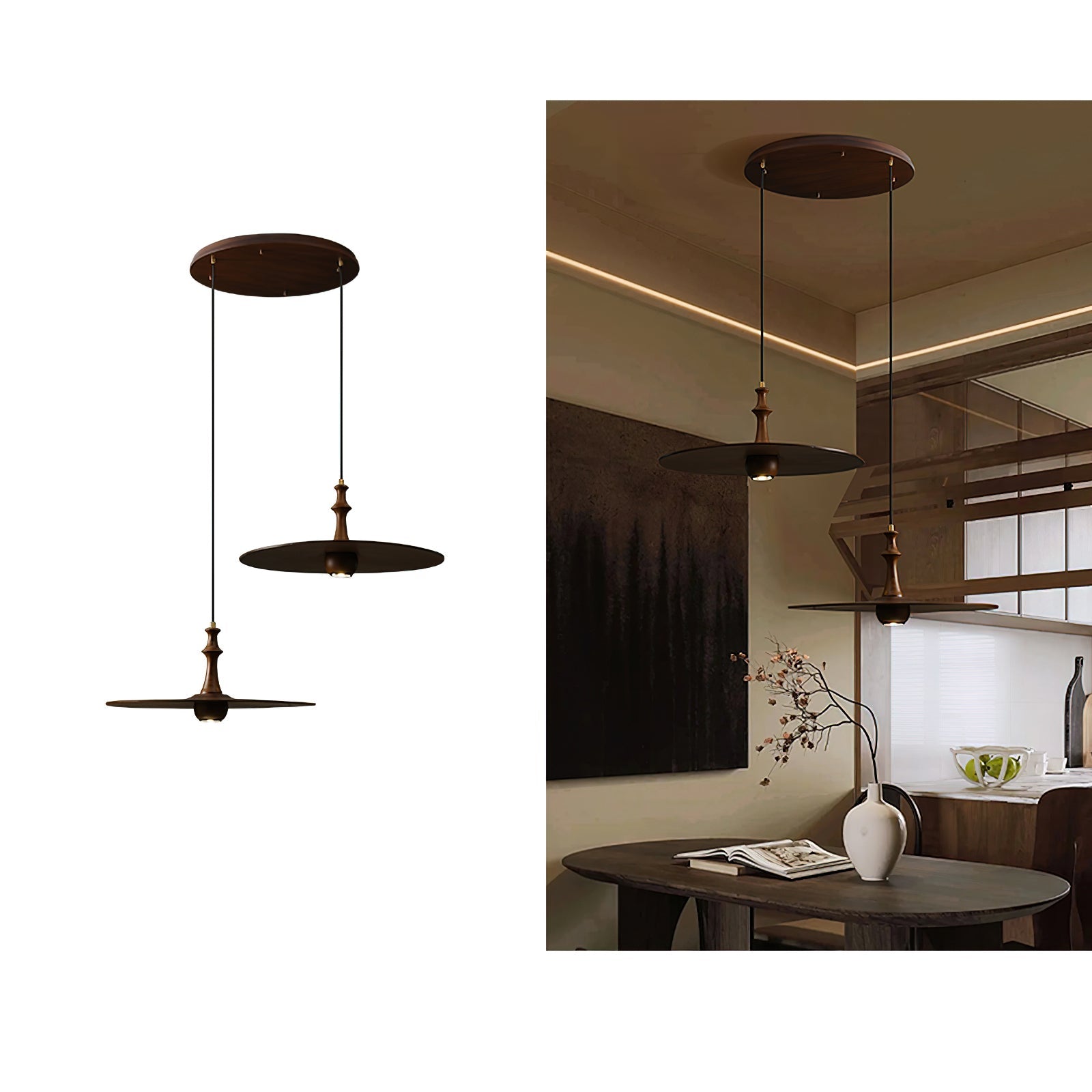 Syrinyra Sculptural Wood Disc Pendant Light - Blowlighting