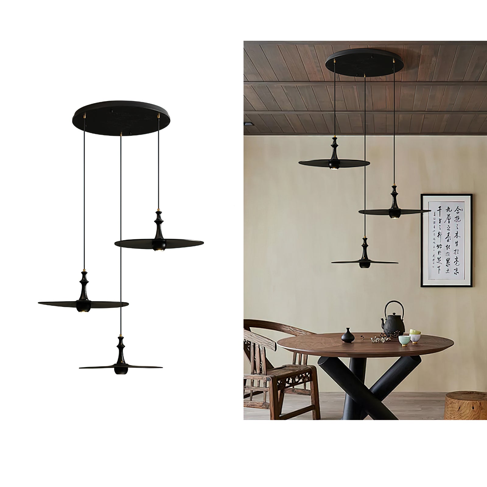 Syrinyra Sculptural Wood Disc Pendant Light - Blowlighting