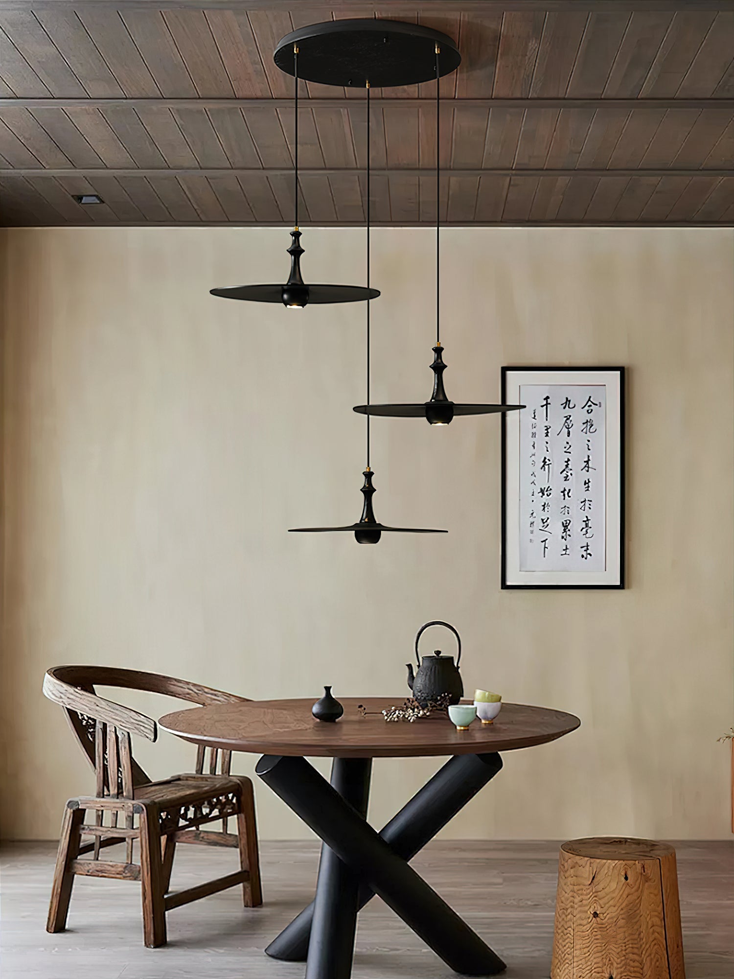 Syrinyra Sculptural Wood Disc Pendant Light - Blowlighting