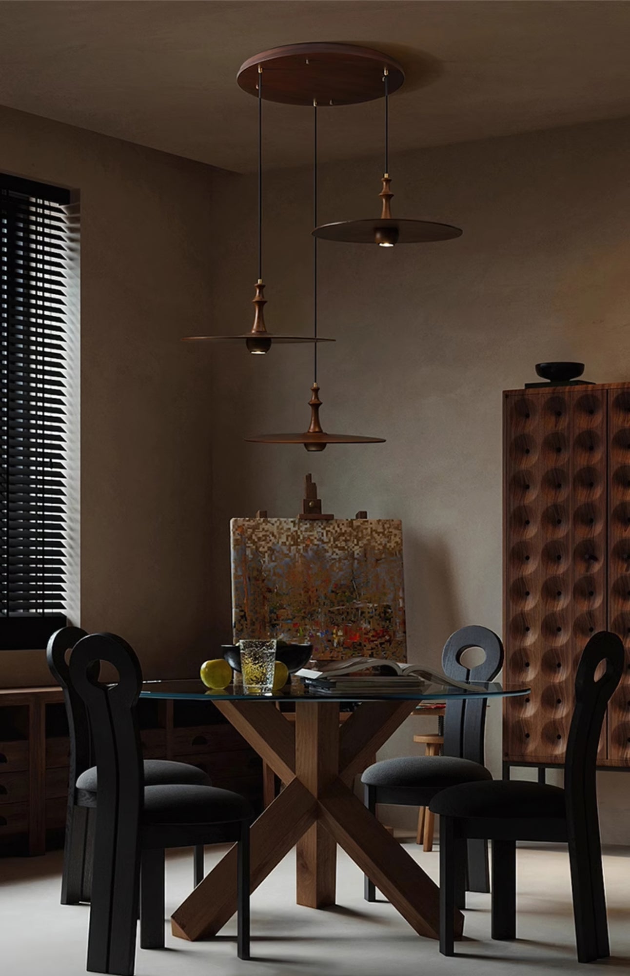 Syrinyra Sculptural Wood Disc Pendant Light - Blowlighting