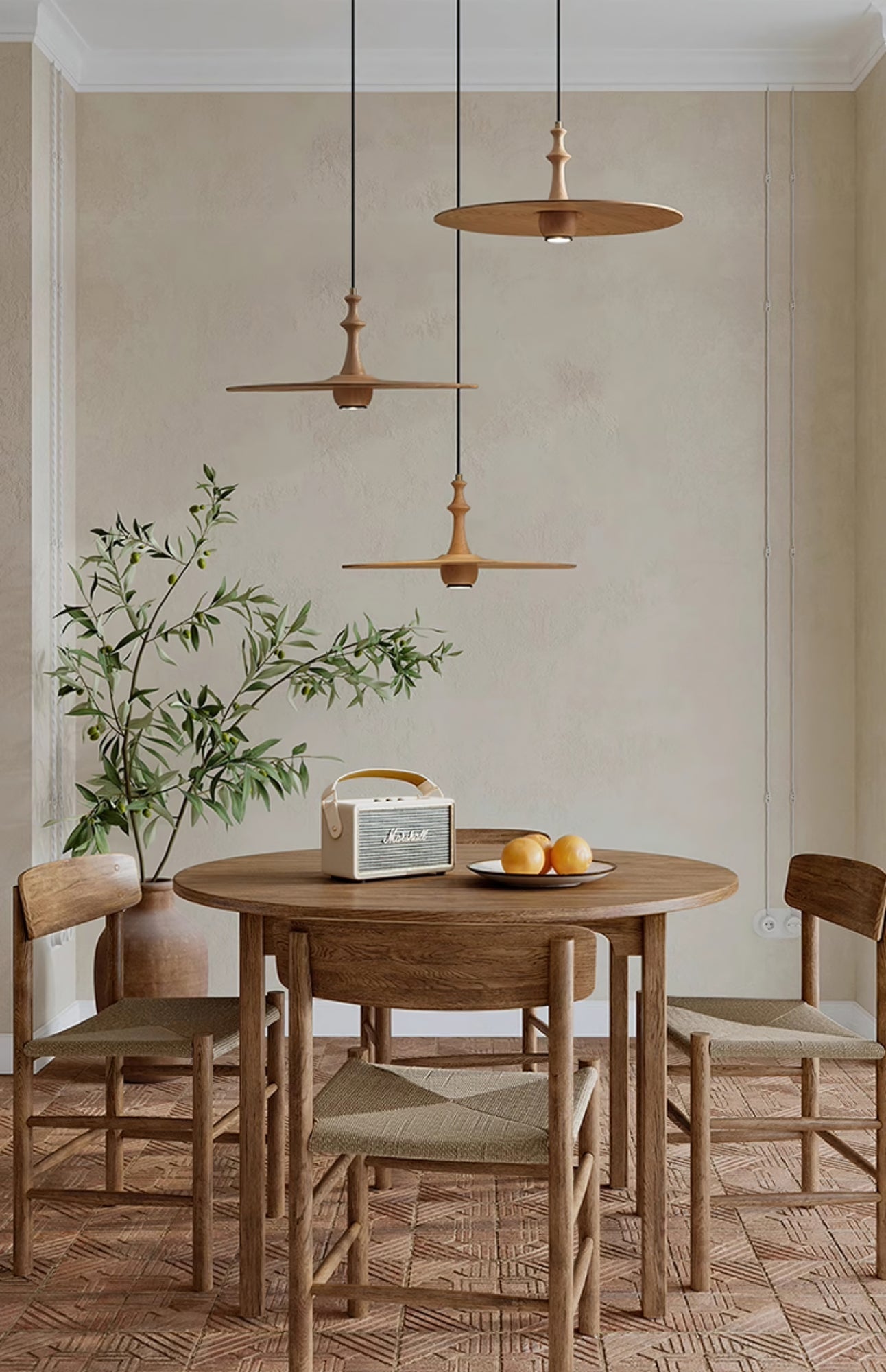 Syrinyra Sculptural Wood Disc Pendant Light - Blowlighting