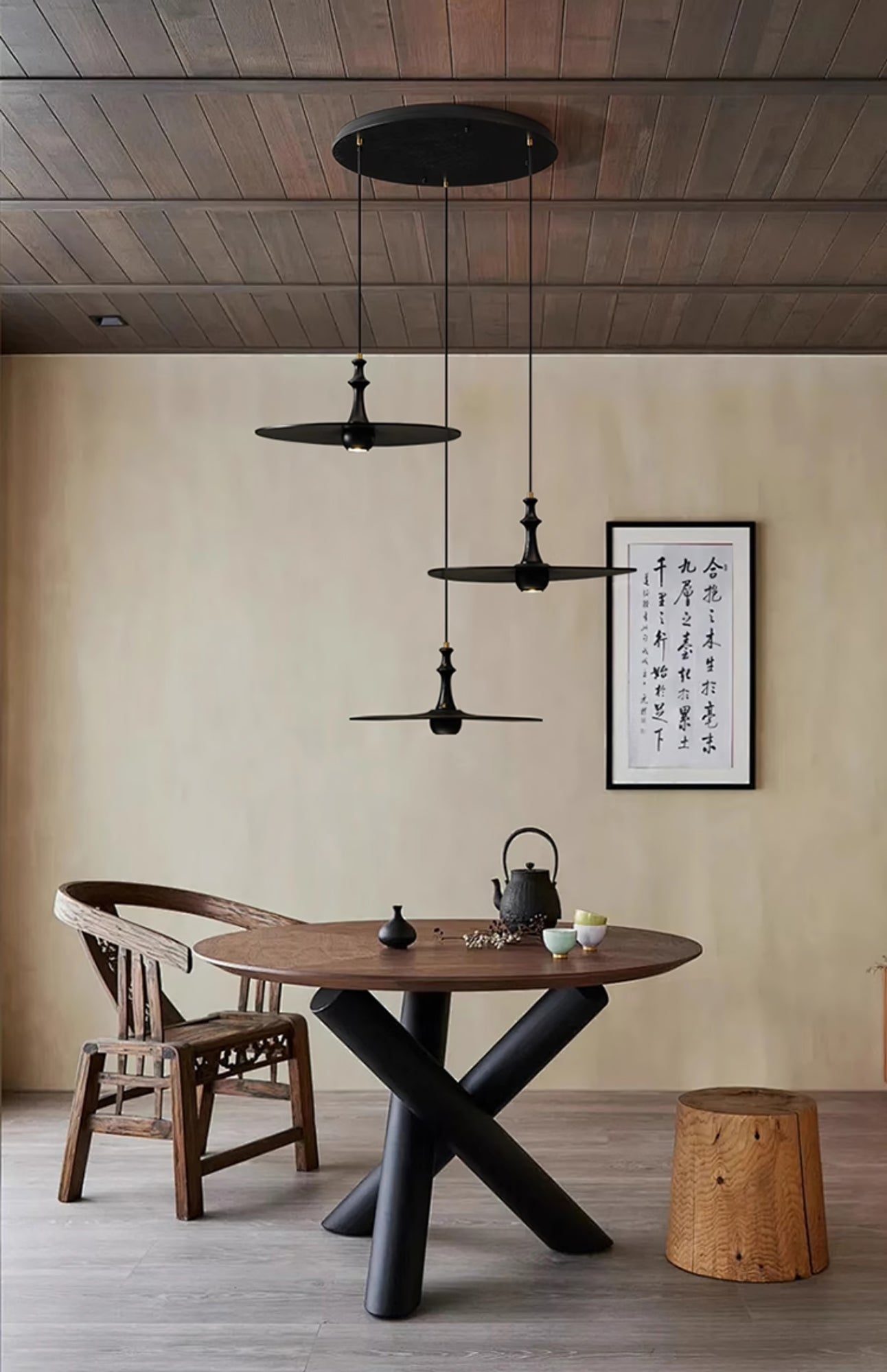 Syrinyra Sculptural Wood Disc Pendant Light - Blowlighting