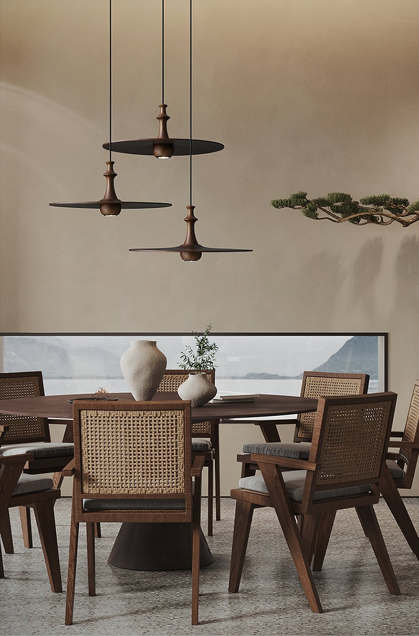 Syrinyra Sculptural Wood Disc Pendant Light - Blowlighting