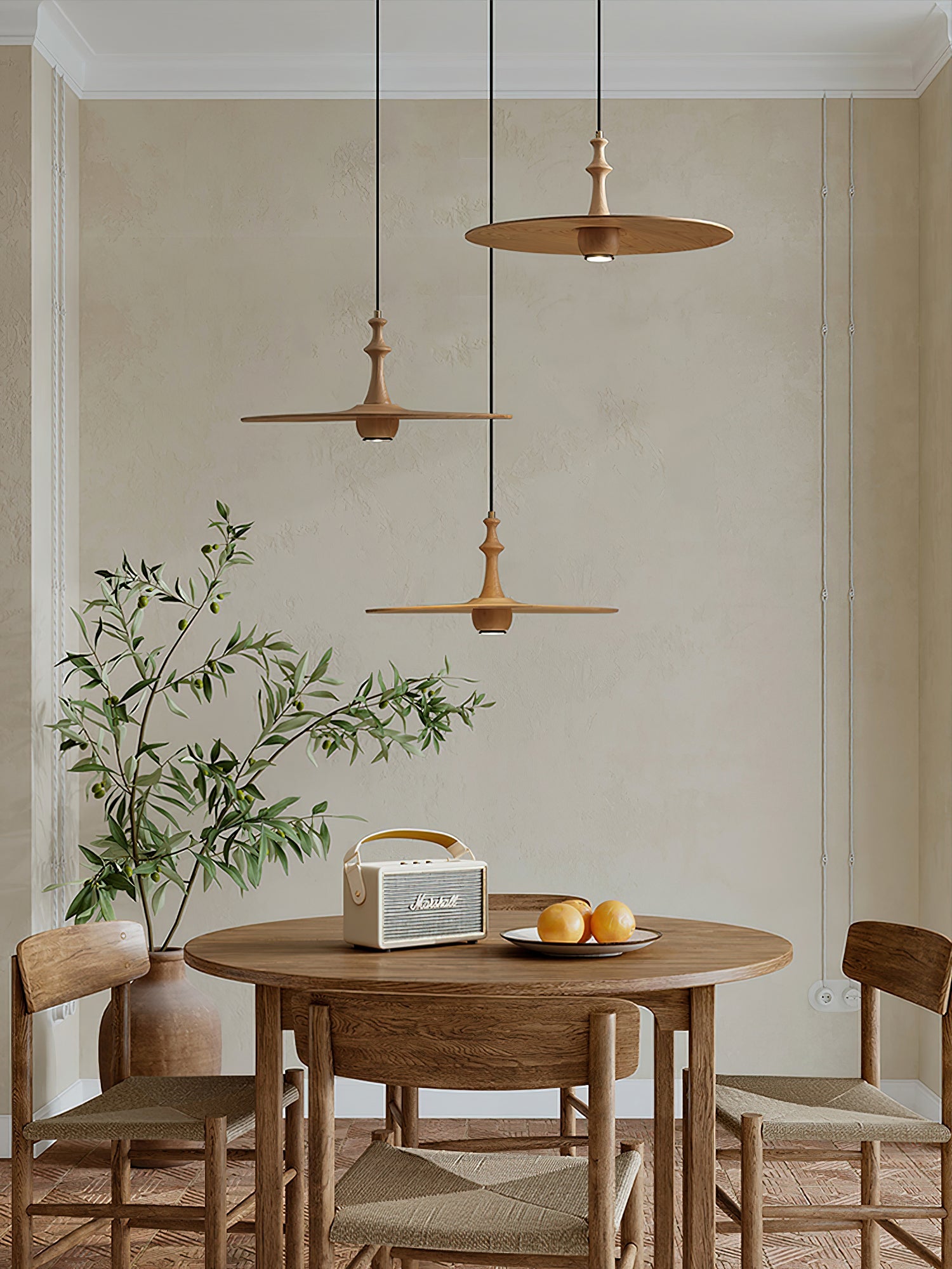 Syrinyra Sculptural Wood Disc Pendant Light - Blowlighting