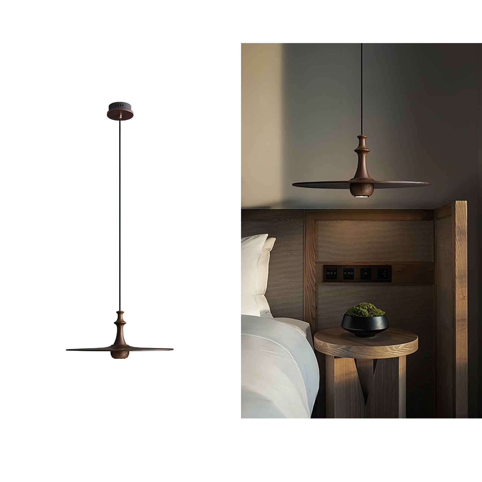 Syrinyra Sculptural Wood Disc Pendant Light - Blowlighting