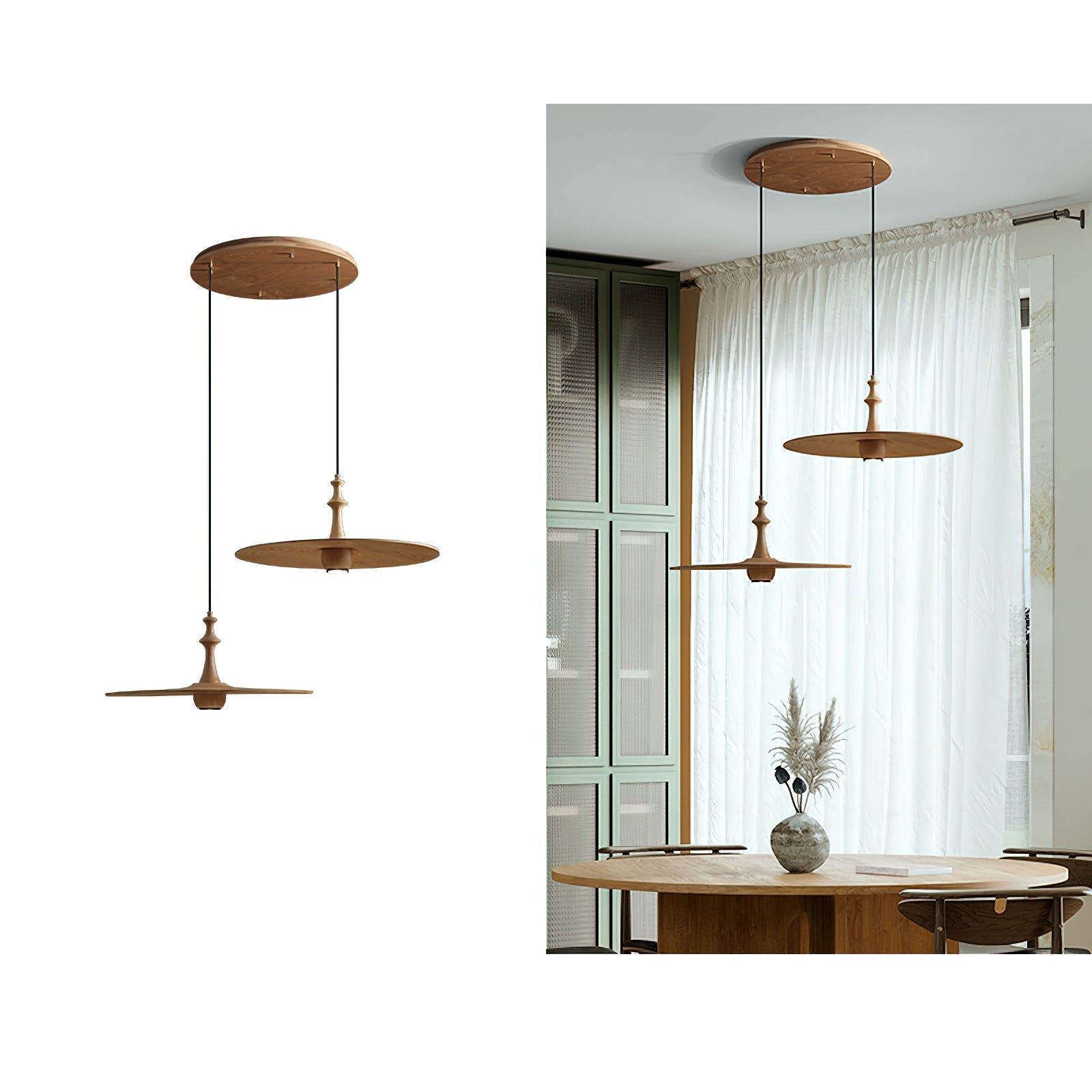Syrinyra Sculptural Wood Disc Pendant Light - Blowlighting