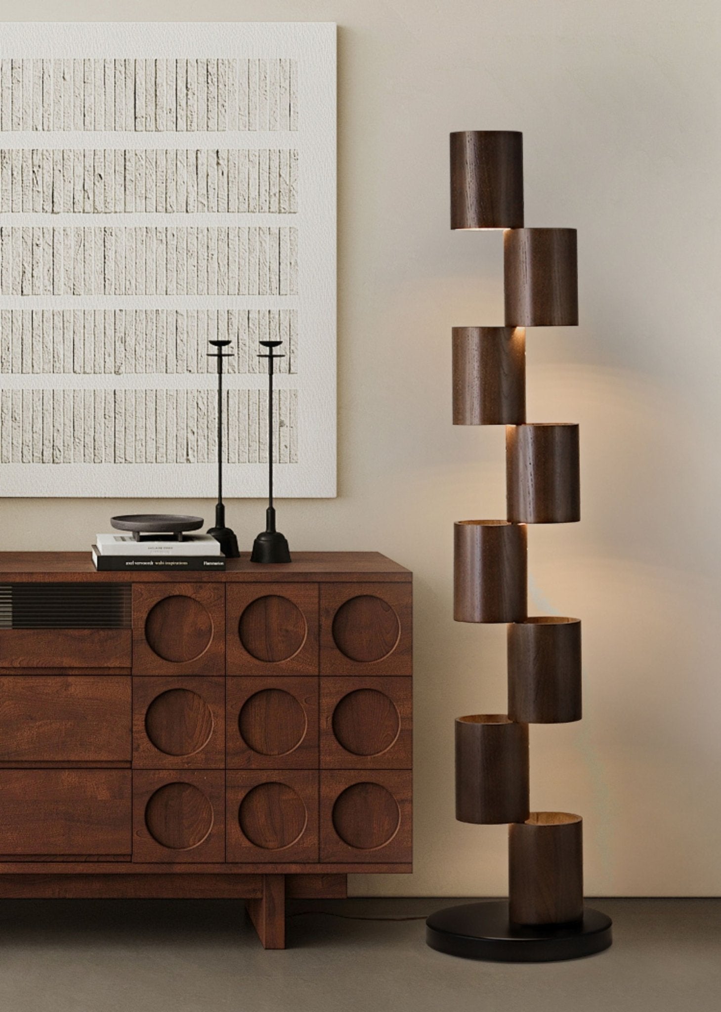 Stacked Wood Tower Floor Lamp - Vakkerlight