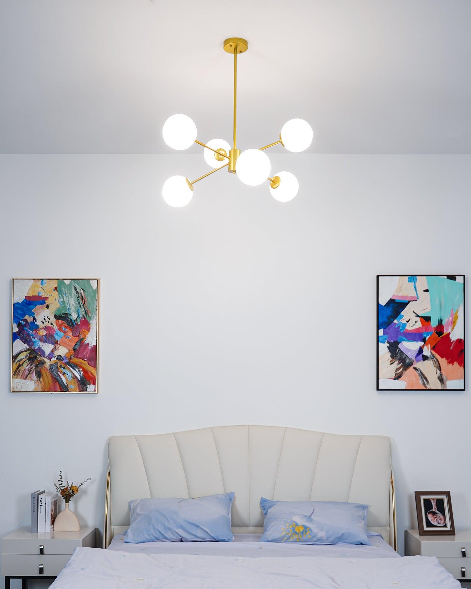 Staggered Glass 6 Light Chandelier - Blowlighting