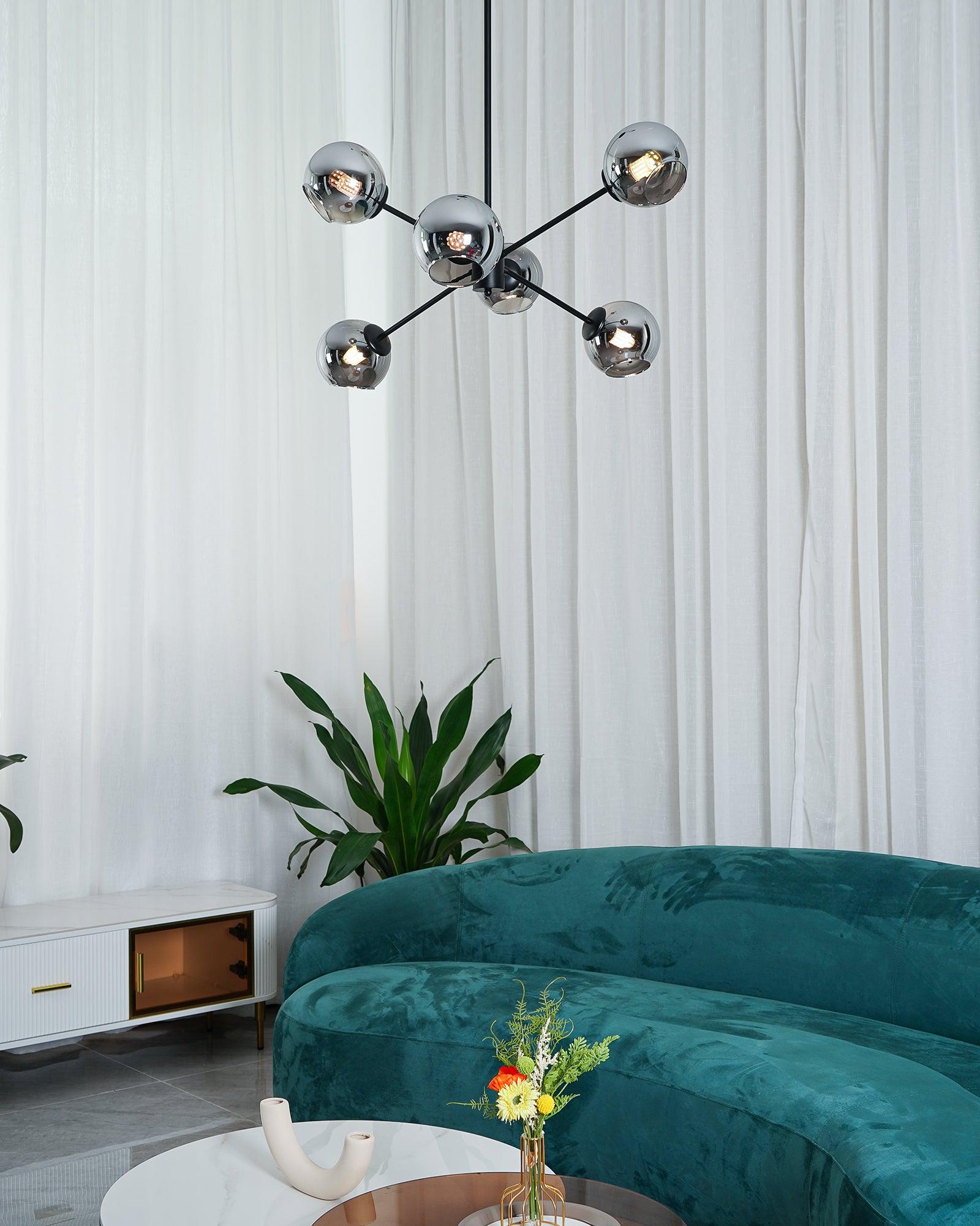 Staggered Glass 6 Light Chandelier - Blowlighting