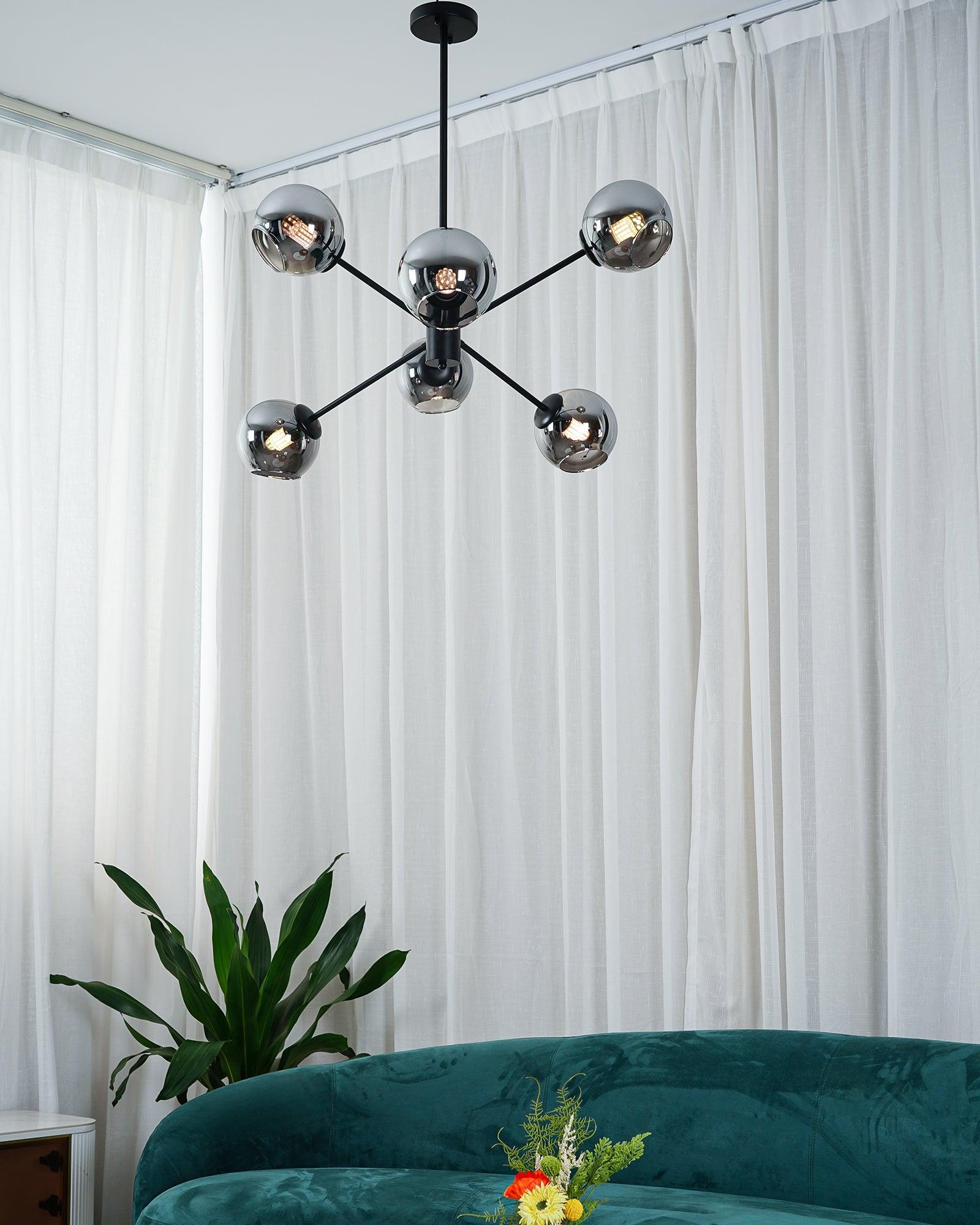 Staggered Glass 6 Light Chandelier - Blowlighting