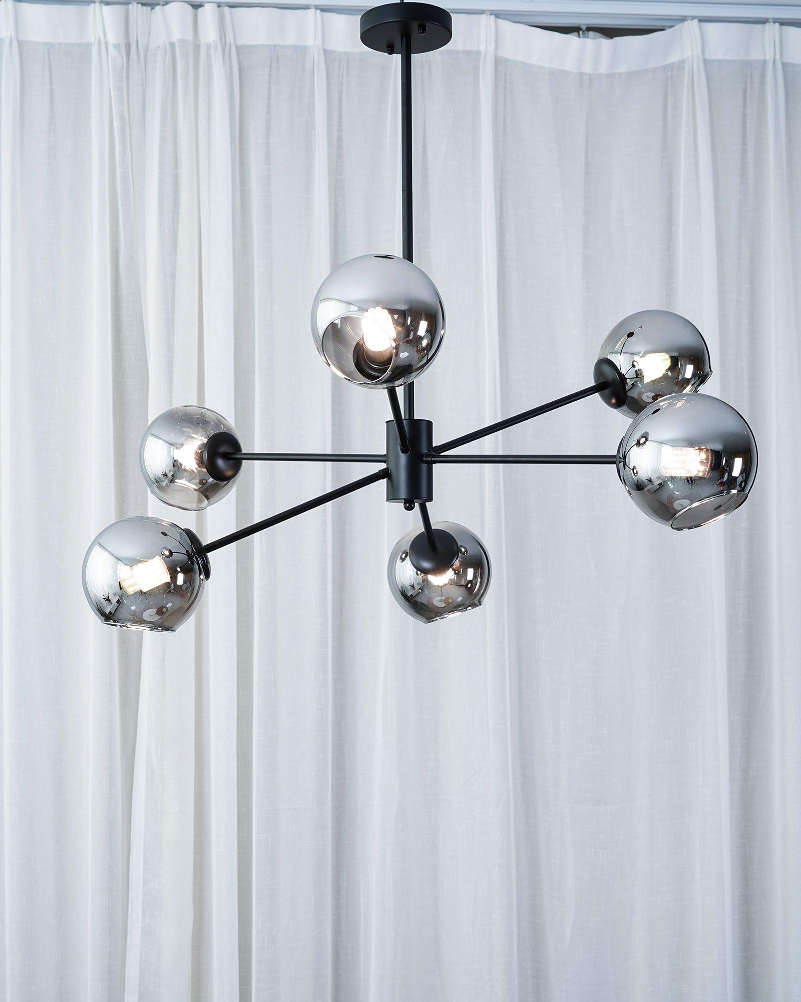 Staggered Glass 6 Light Chandelier - Blowlighting