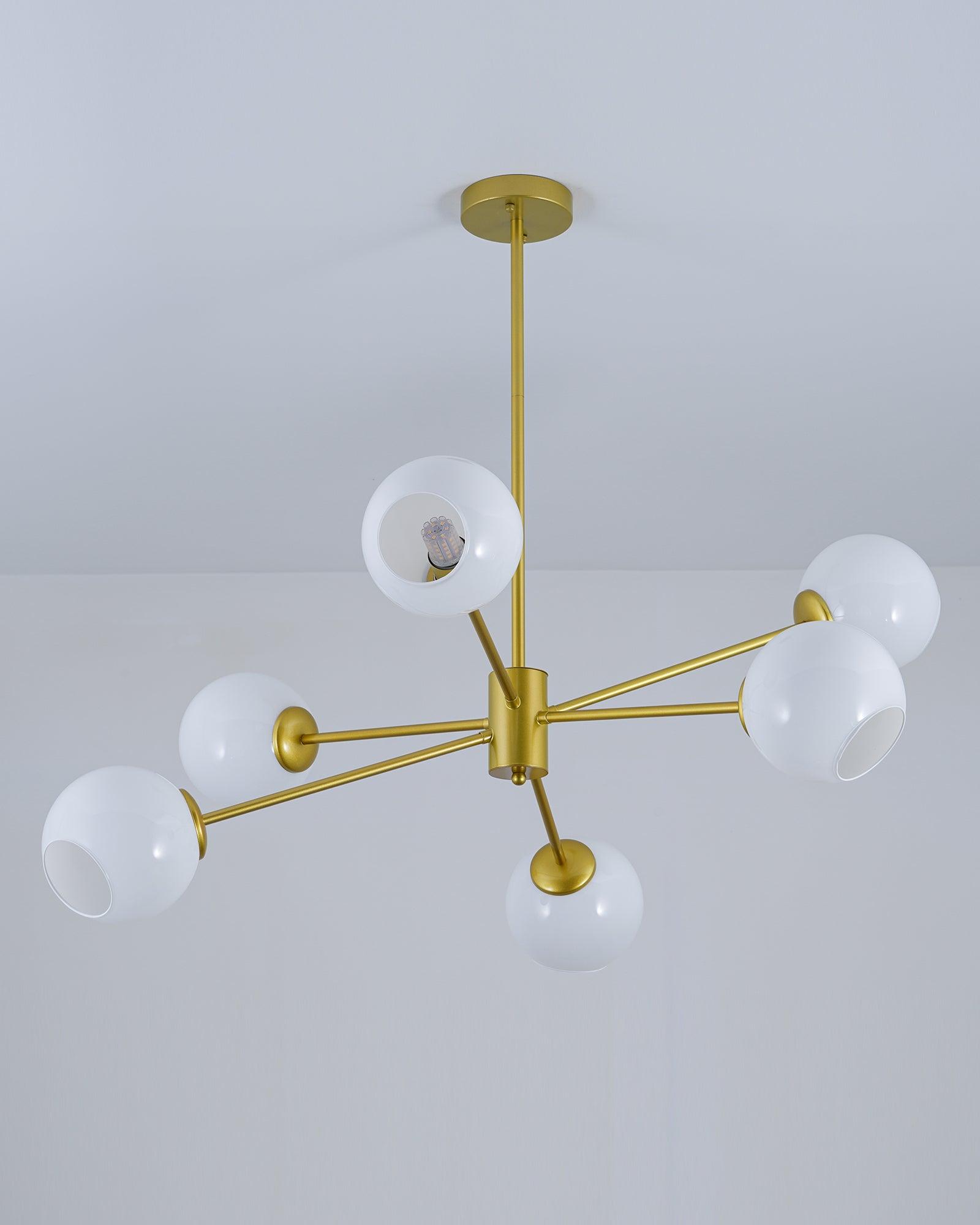 Staggered Glass 6 Light Chandelier - Blowlighting