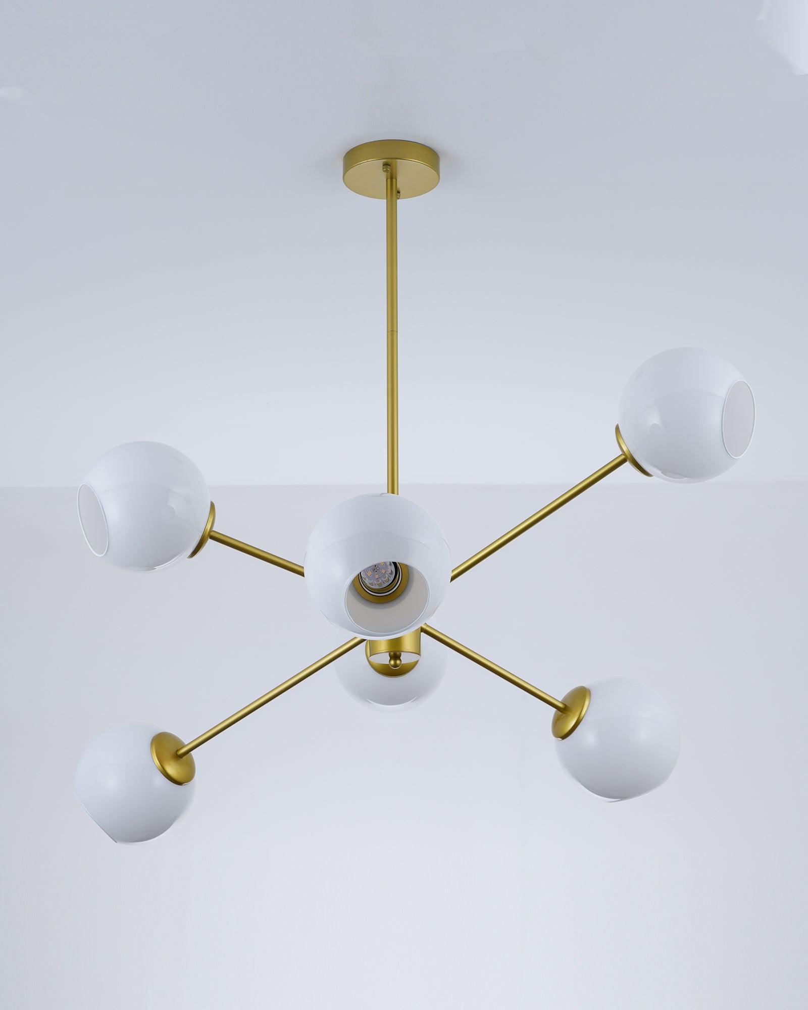 Staggered Glass 6 Light Chandelier - Blowlighting