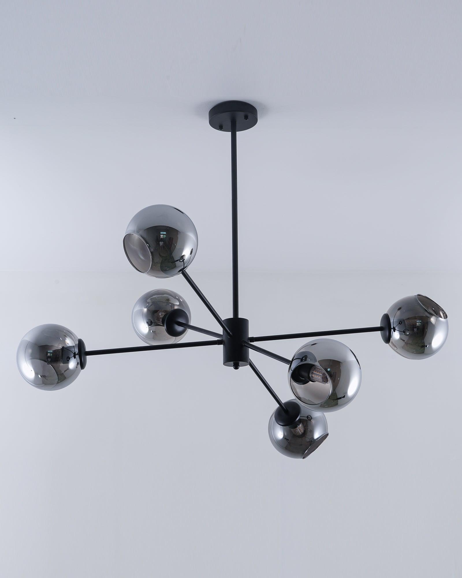 Staggered Glass 6 Light Chandelier - Blowlighting