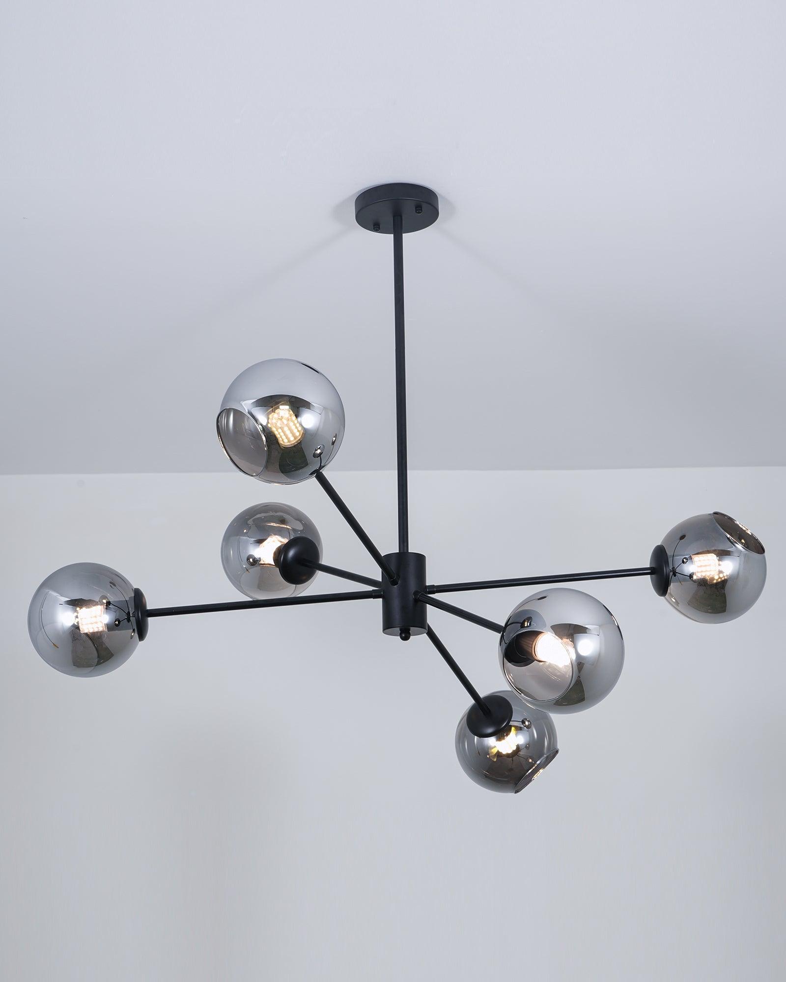 Staggered Glass 6 Light Chandelier - Blowlighting