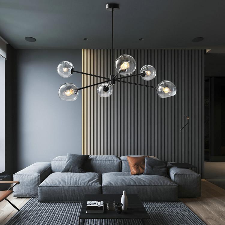 Staggered Glass 6 Light Chandelier - Blowlighting
