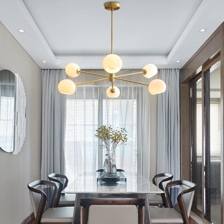 Staggered Glass 6 Light Chandelier - Blowlighting