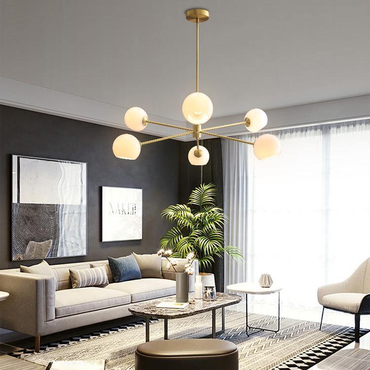 Staggered Glass 6 Light Chandelier - Blowlighting