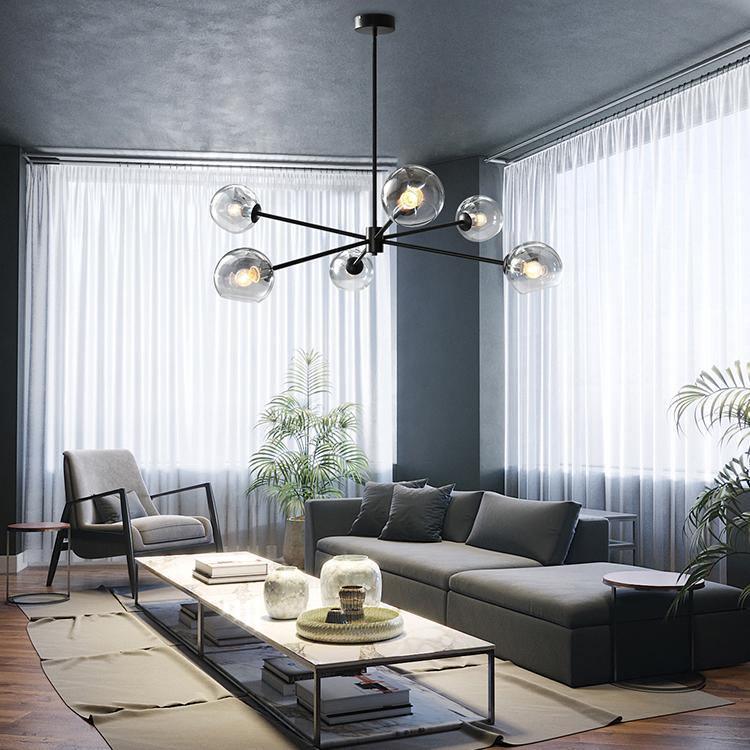 Staggered Glass 6 Light Chandelier - Blowlighting