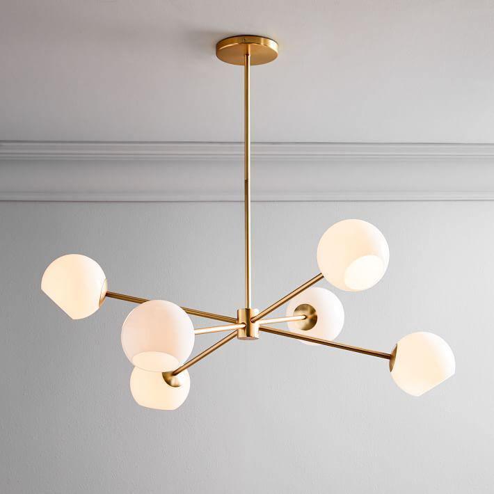 Staggered Glass 6 Light Chandelier - Blowlighting