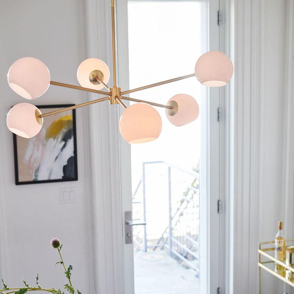 Staggered Glass 6 Light Chandelier - Blowlighting