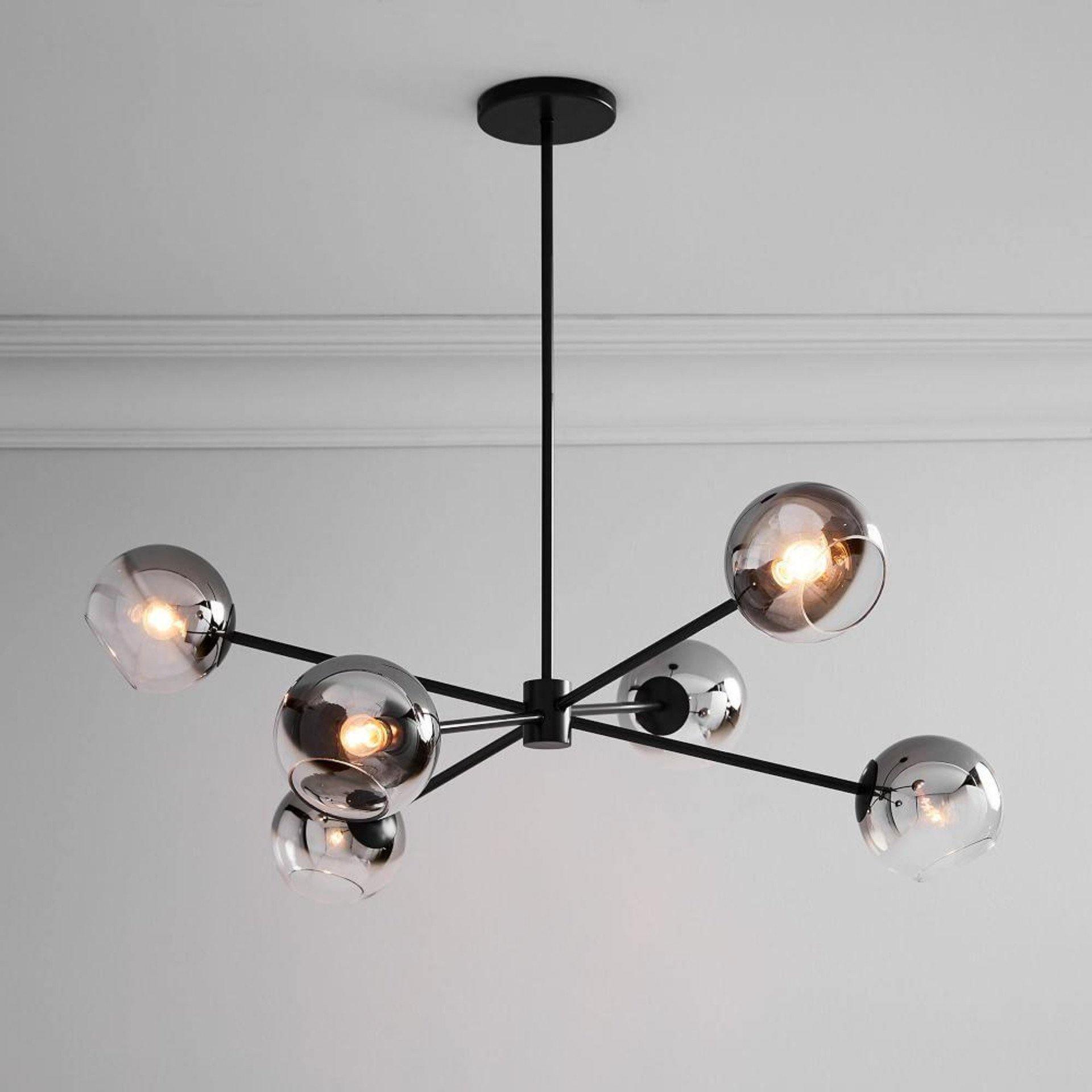Staggered Glass 6 Light Chandelier - Blowlighting