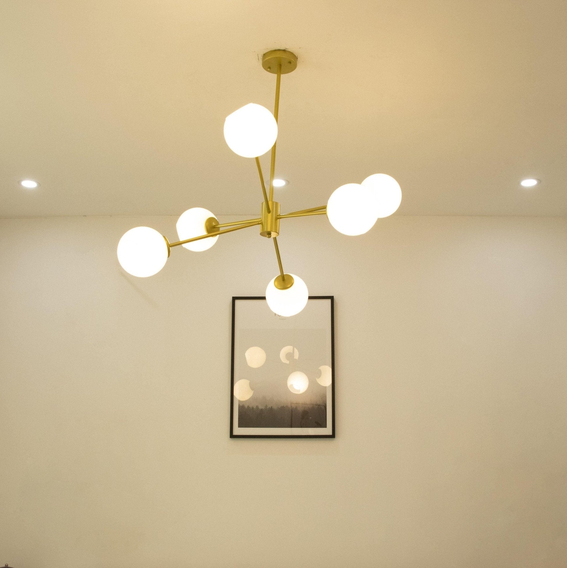 Staggered Glass 6 Light Chandelier - Blowlighting