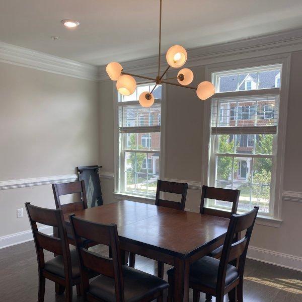 Staggered Glass 6 Light Chandelier - Blowlighting
