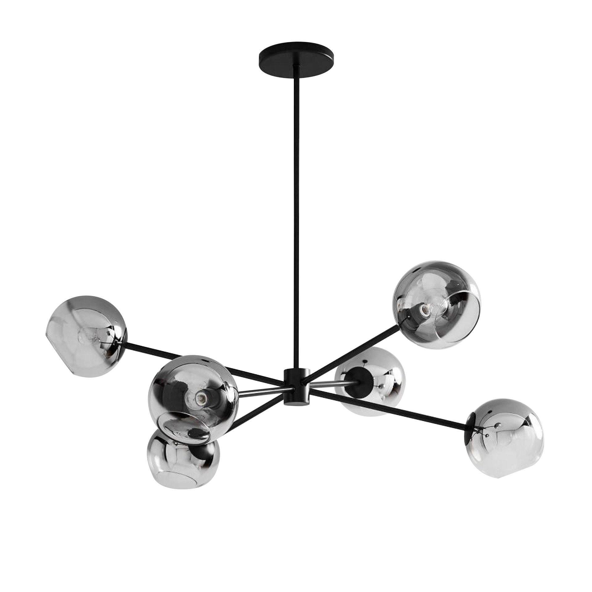 Staggered Glass 6 Light Chandelier - Blowlighting