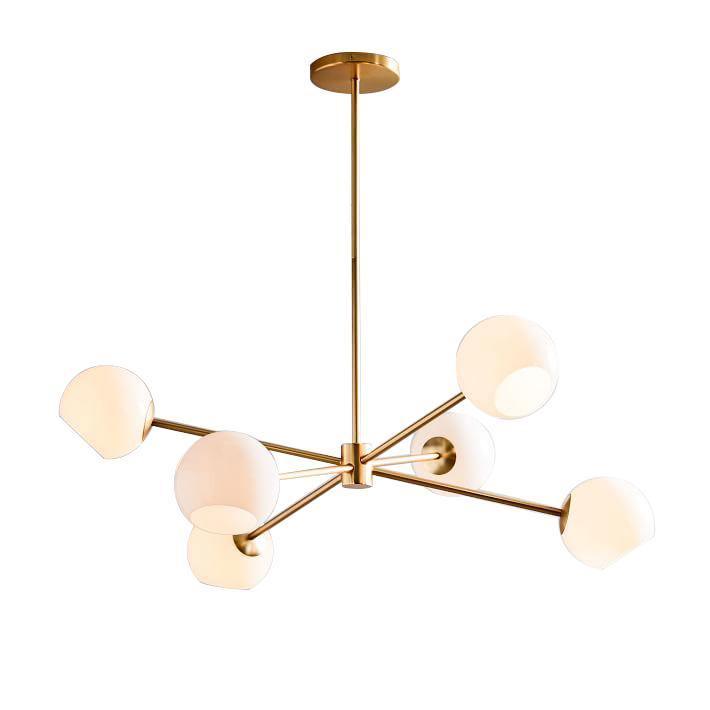 Staggered Glass 6 Light Chandelier - Blowlighting