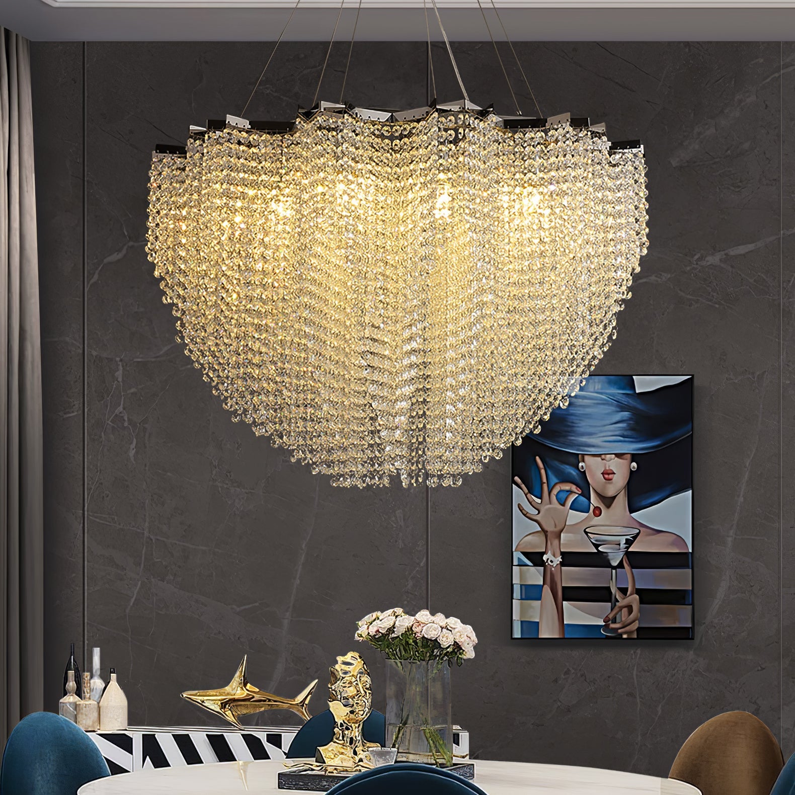 Zashayra Crystal Column Chandelier - Blowlighting