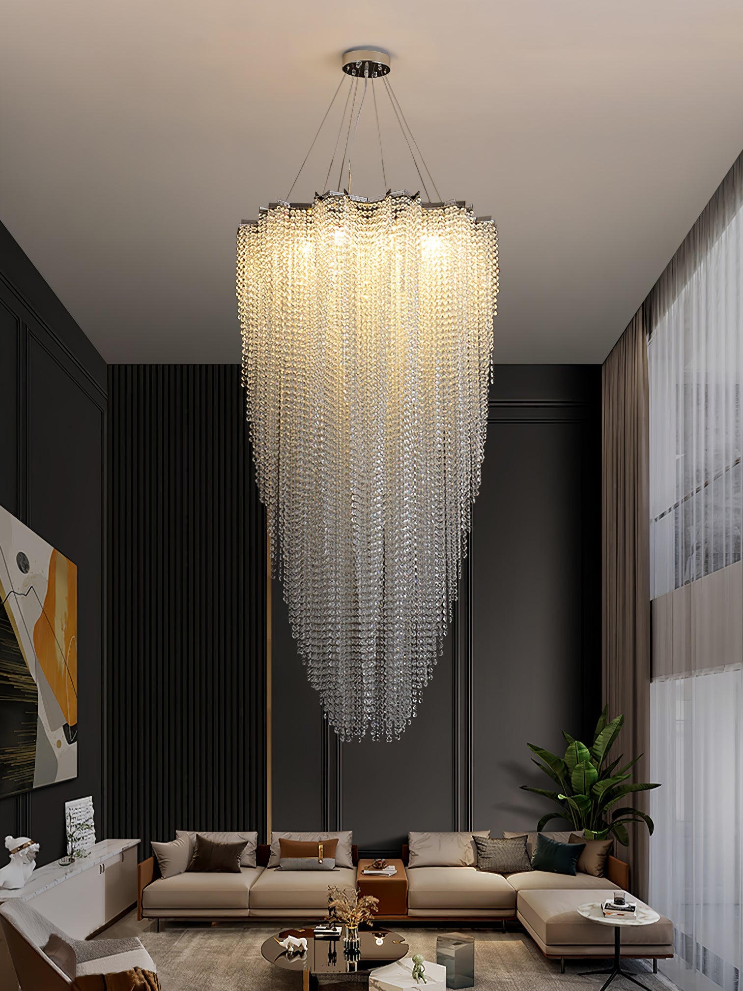 Zashayra Crystal Column Chandelier - Blowlighting