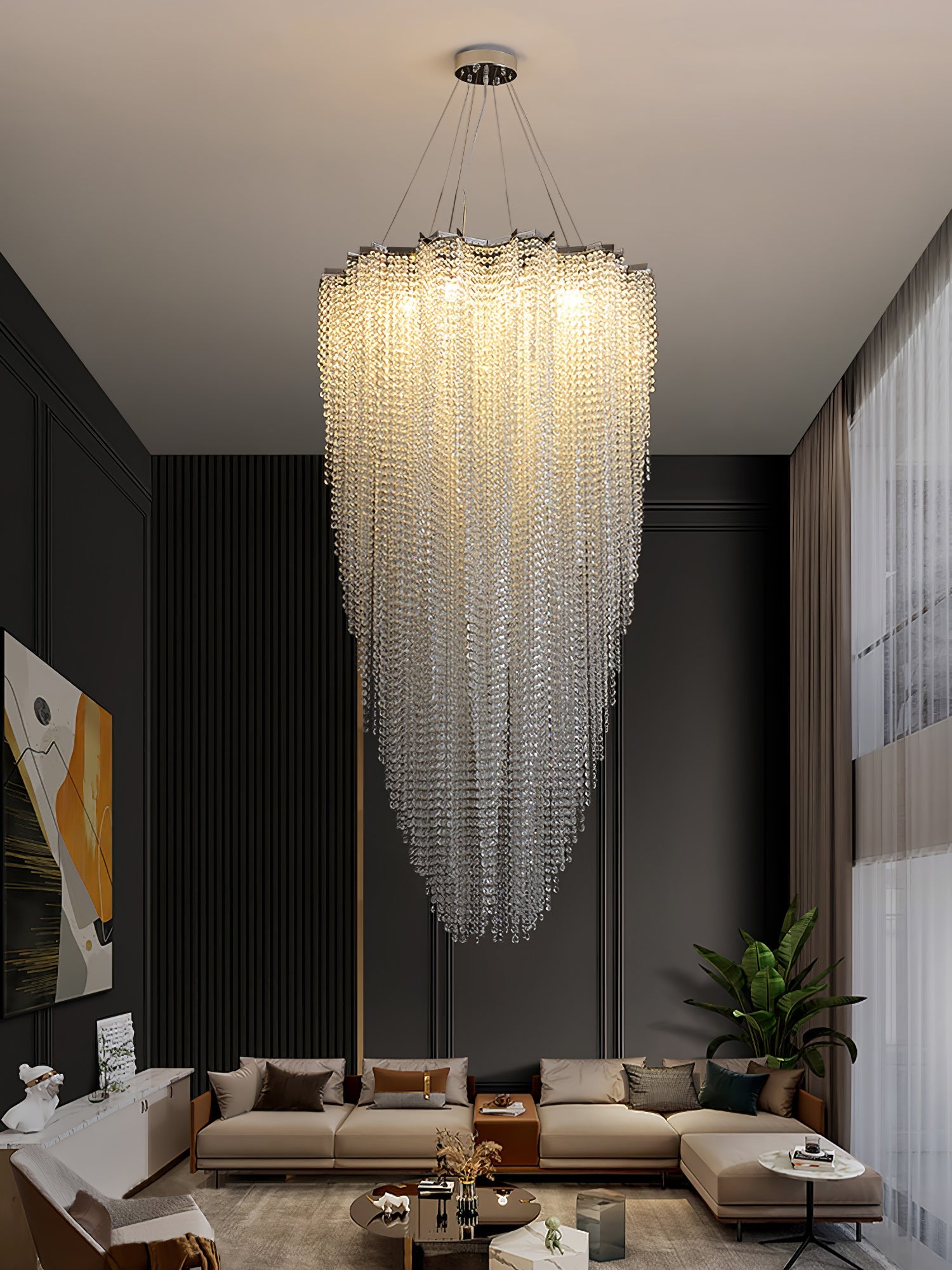Zashayra Crystal Column Chandelier - Blowlighting