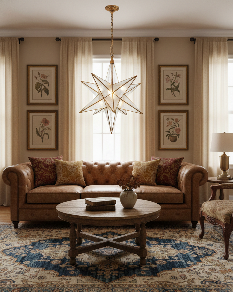 Stellora Modern Brass Glass Chandelier