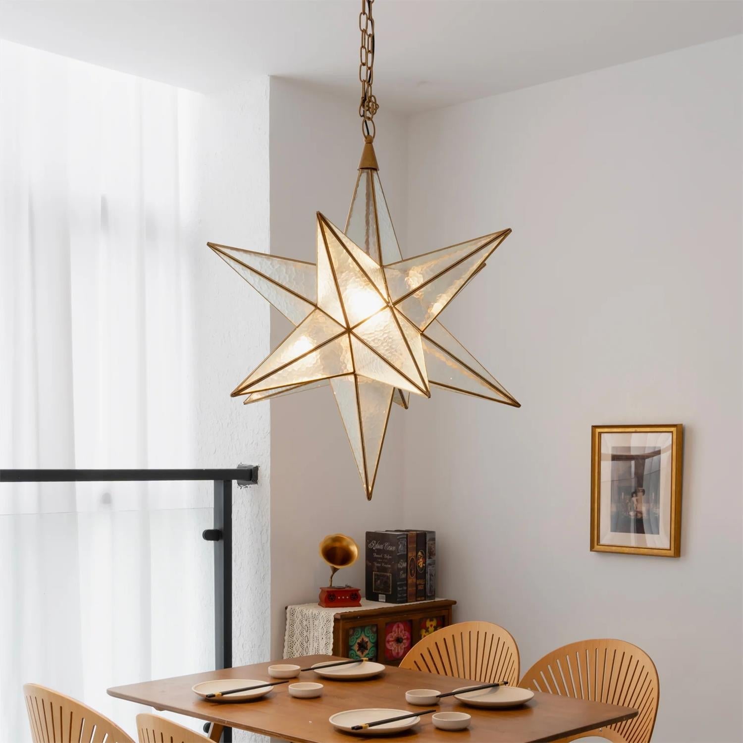 Stellora Modern Brass Glass Chandelier