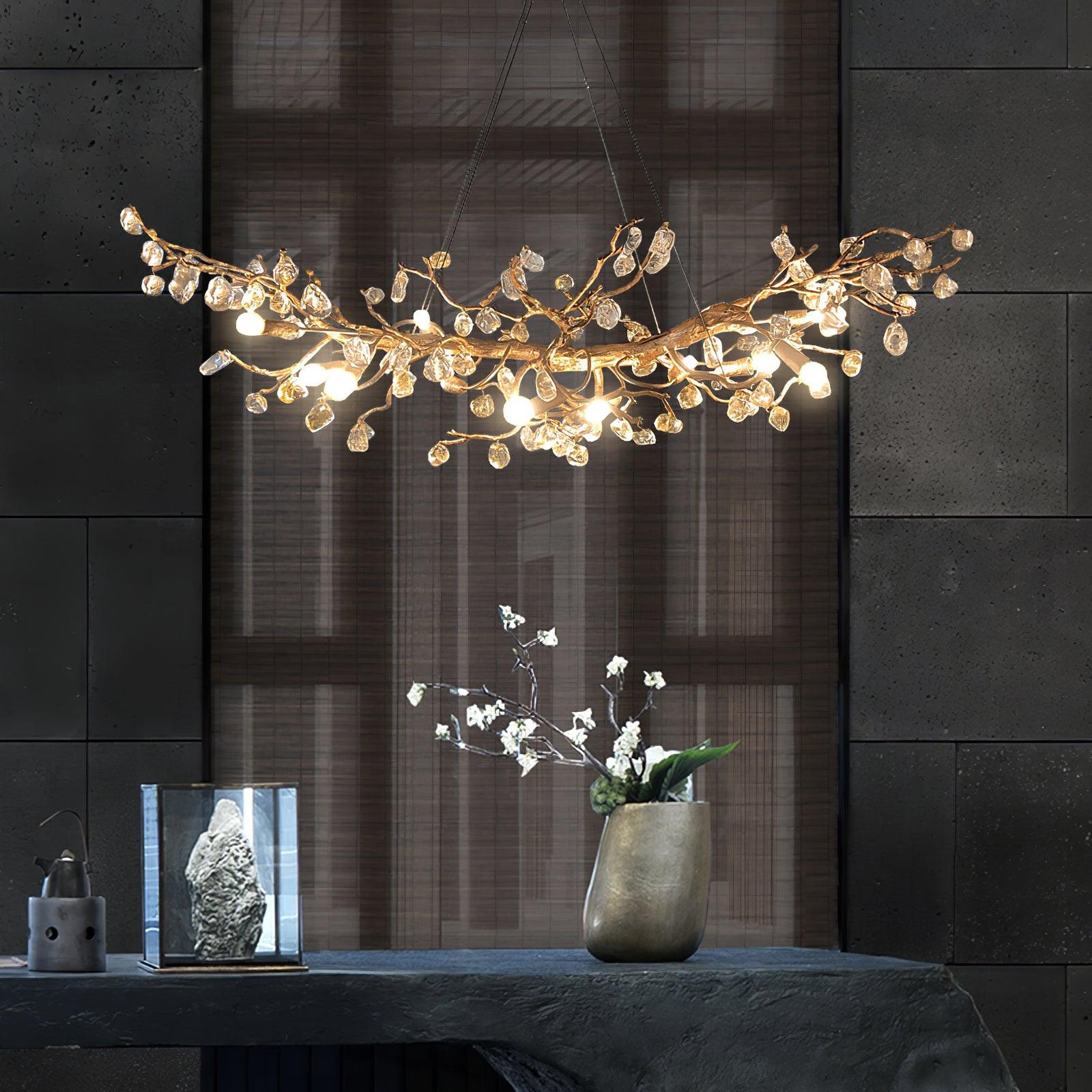 Arborea Brass Branch Crystal Chandelier - Blowlighting