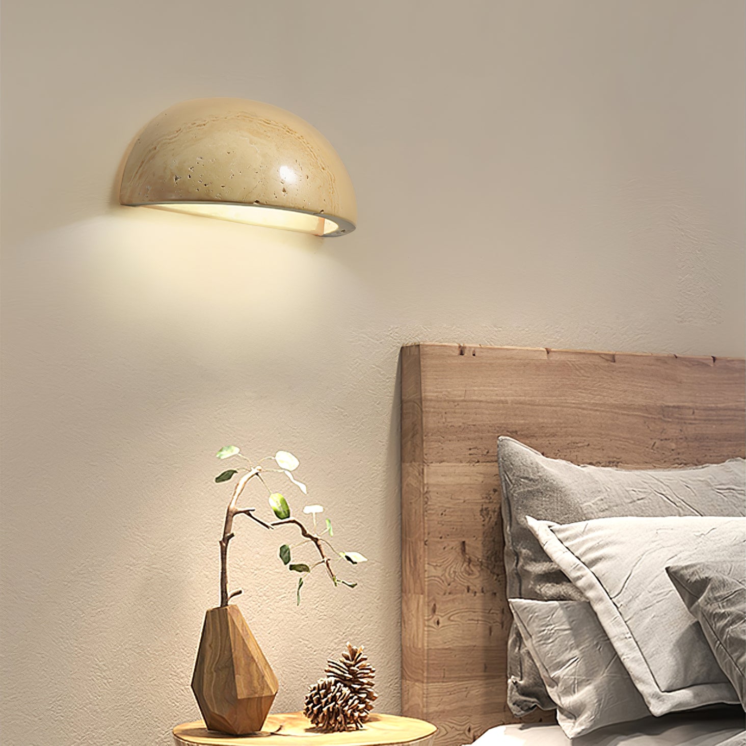 Vethayra Half-Dome Travertine Wall Light - Blowlighting
