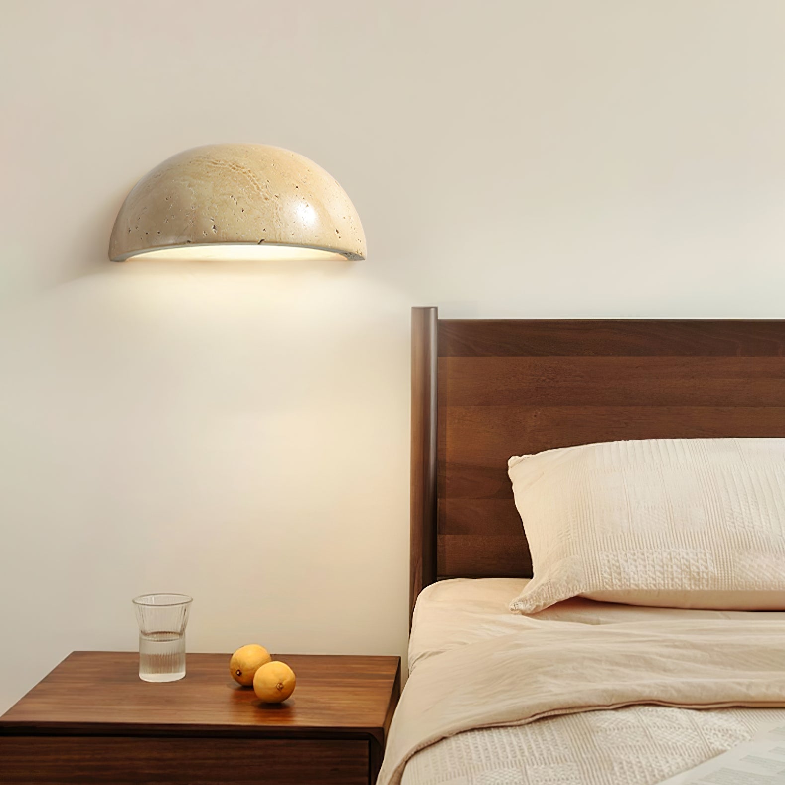 Vethayra Half-Dome Travertine Wall Light - Blowlighting