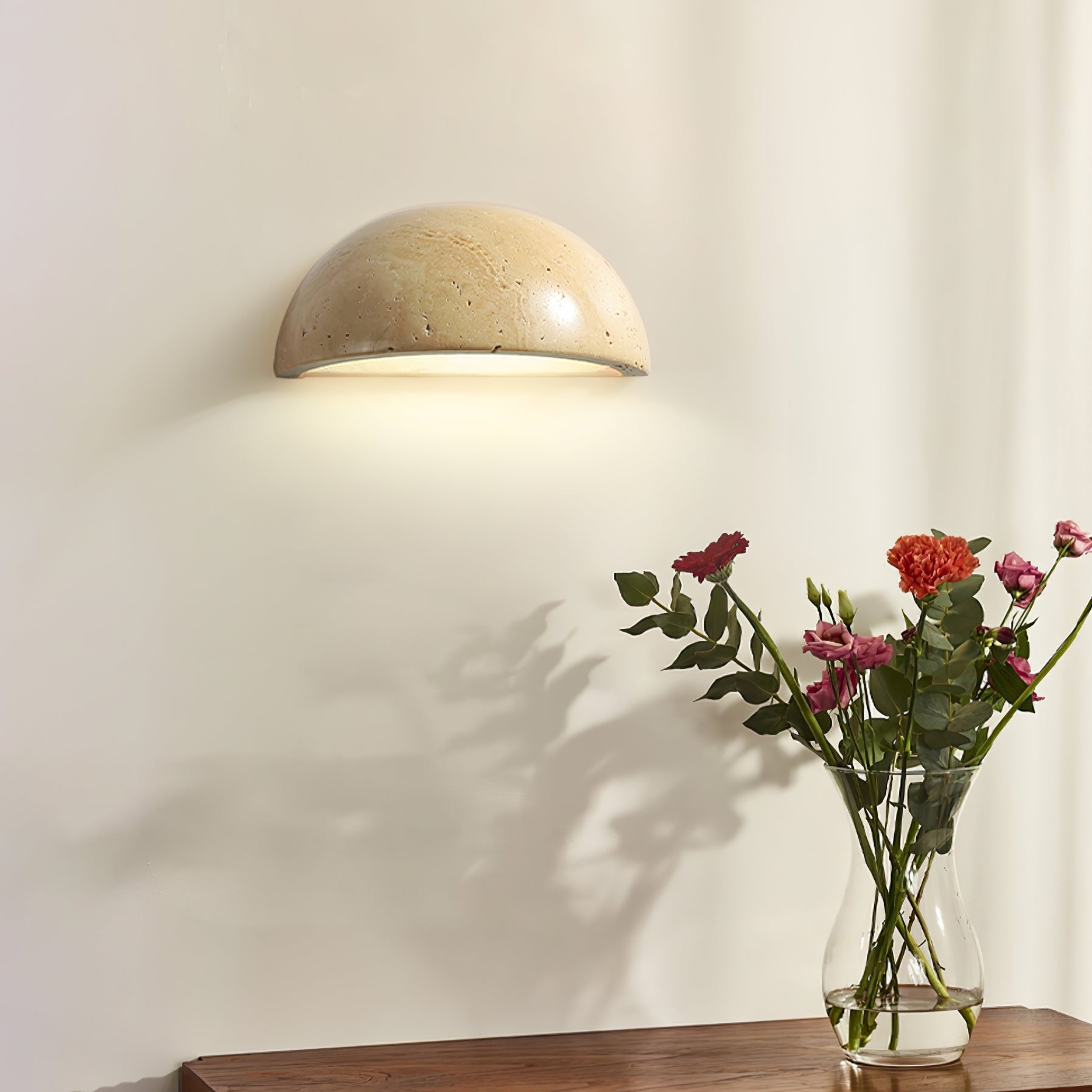 Vethayra Half-Dome Travertine Wall Light - Blowlighting