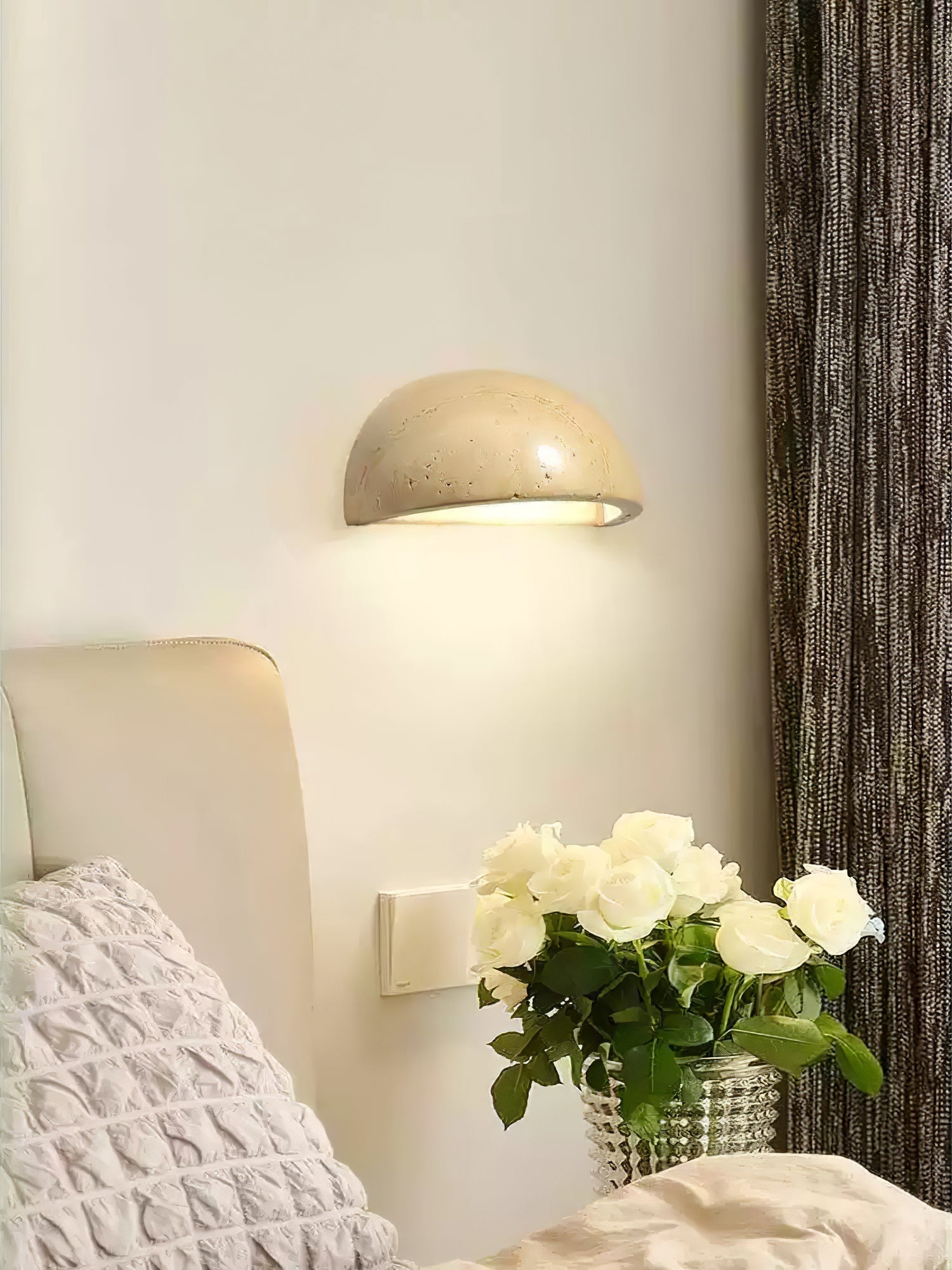 Vethayra Half-Dome Travertine Wall Light - Blowlighting