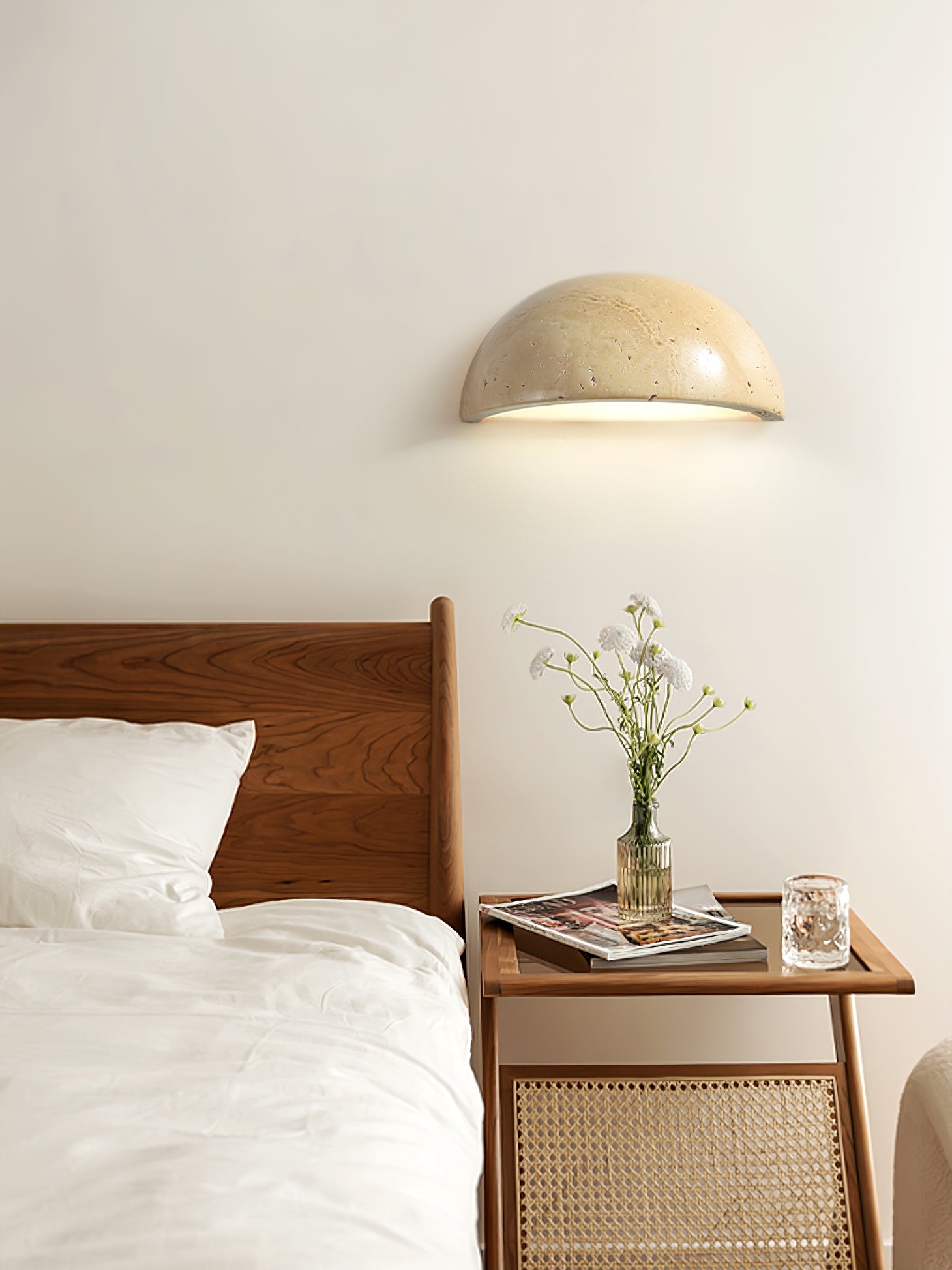 Vethayra Half-Dome Travertine Wall Light - Blowlighting