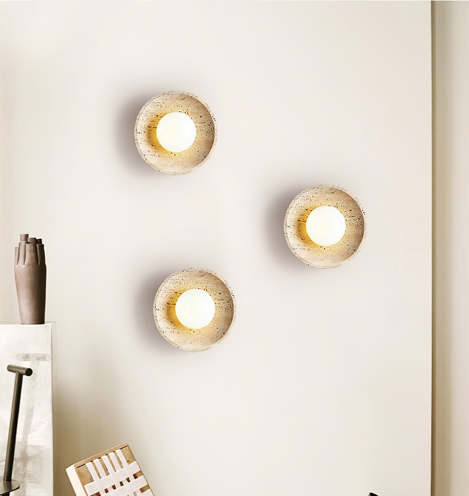Cocarila Ring Shade Travertine Wall Light - Blowlighting