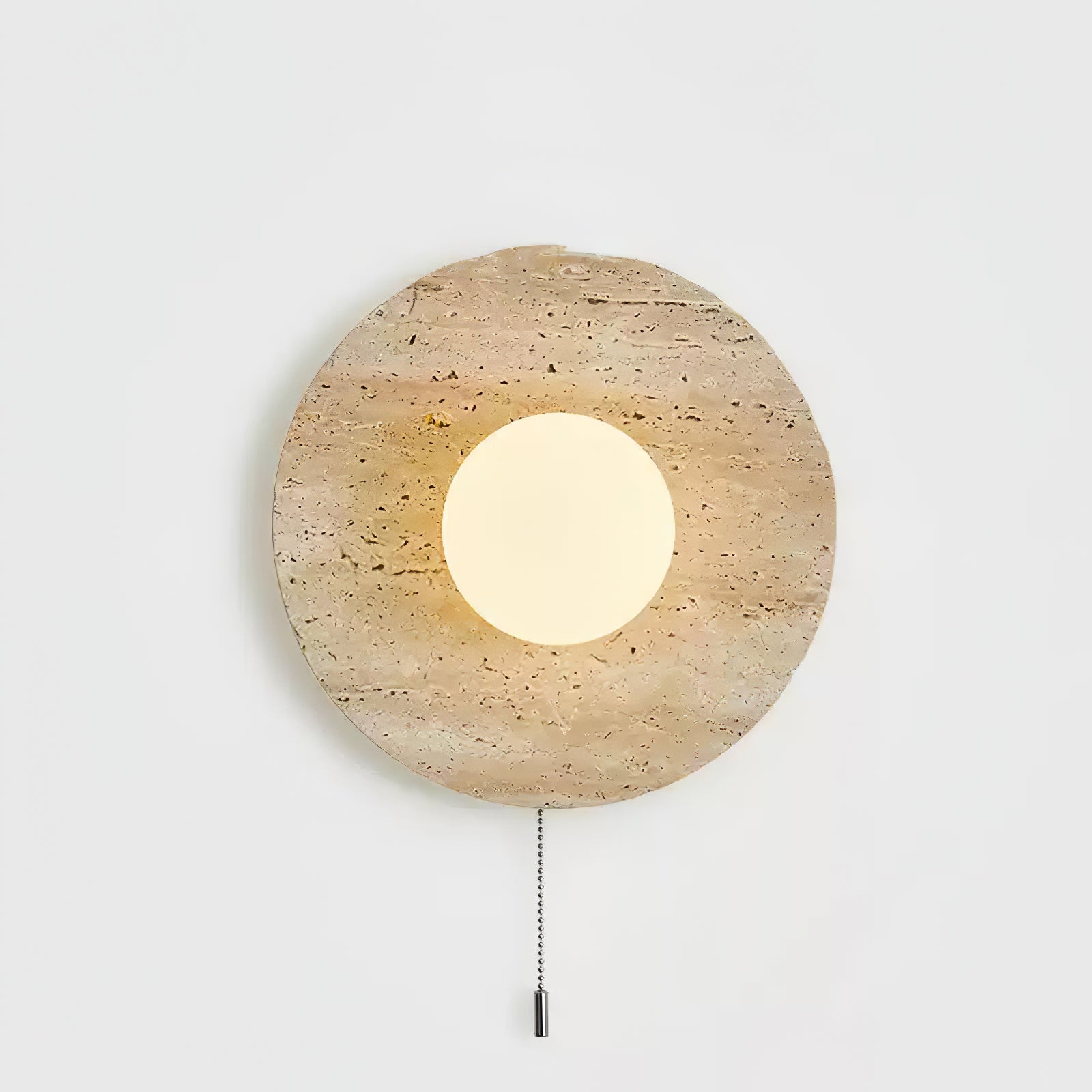 Vephair Bowl-Frame Travertine Wall Light - Blowlighting