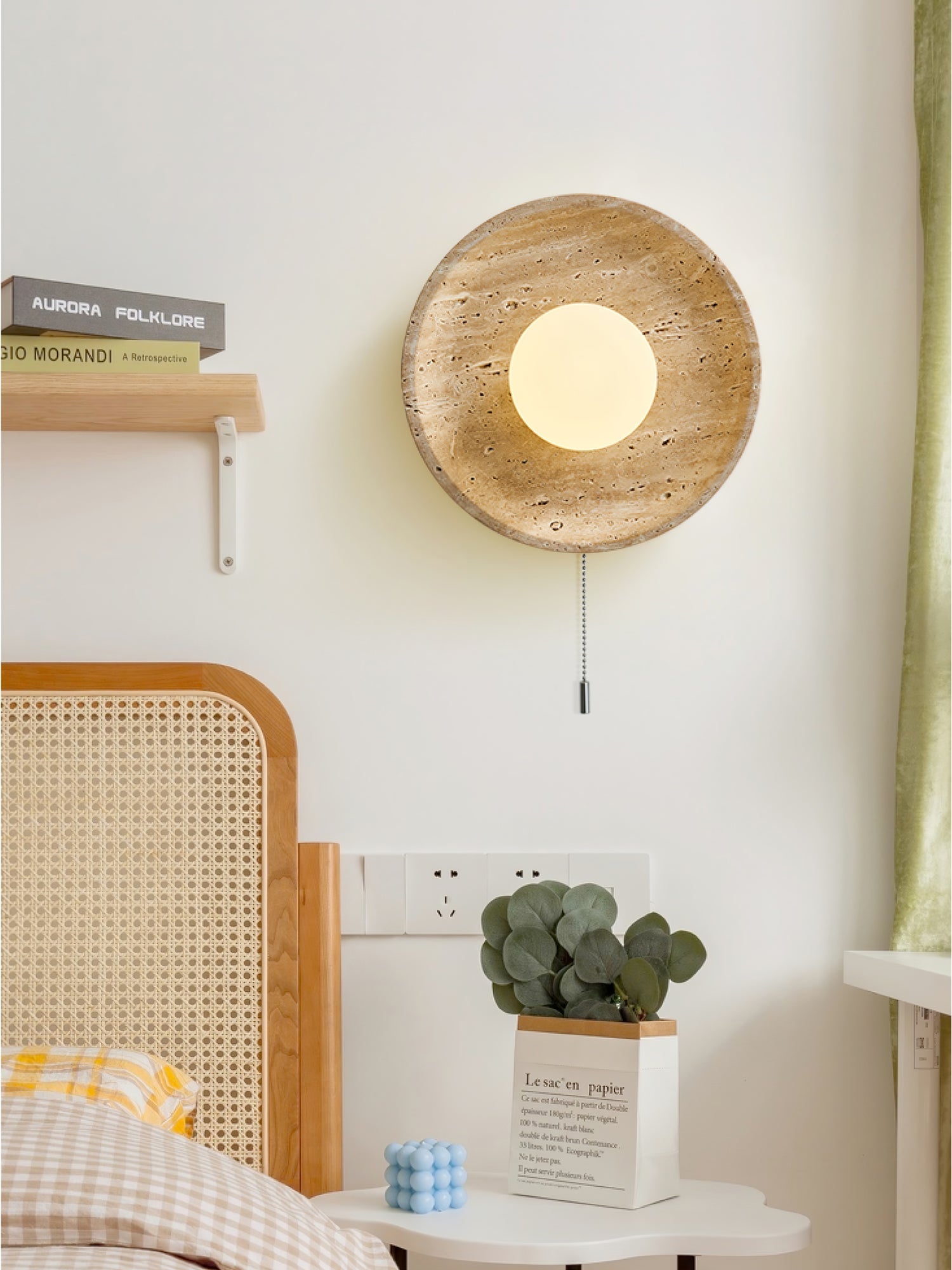 Vephair Bowl-Frame Travertine Wall Light - Blowlighting